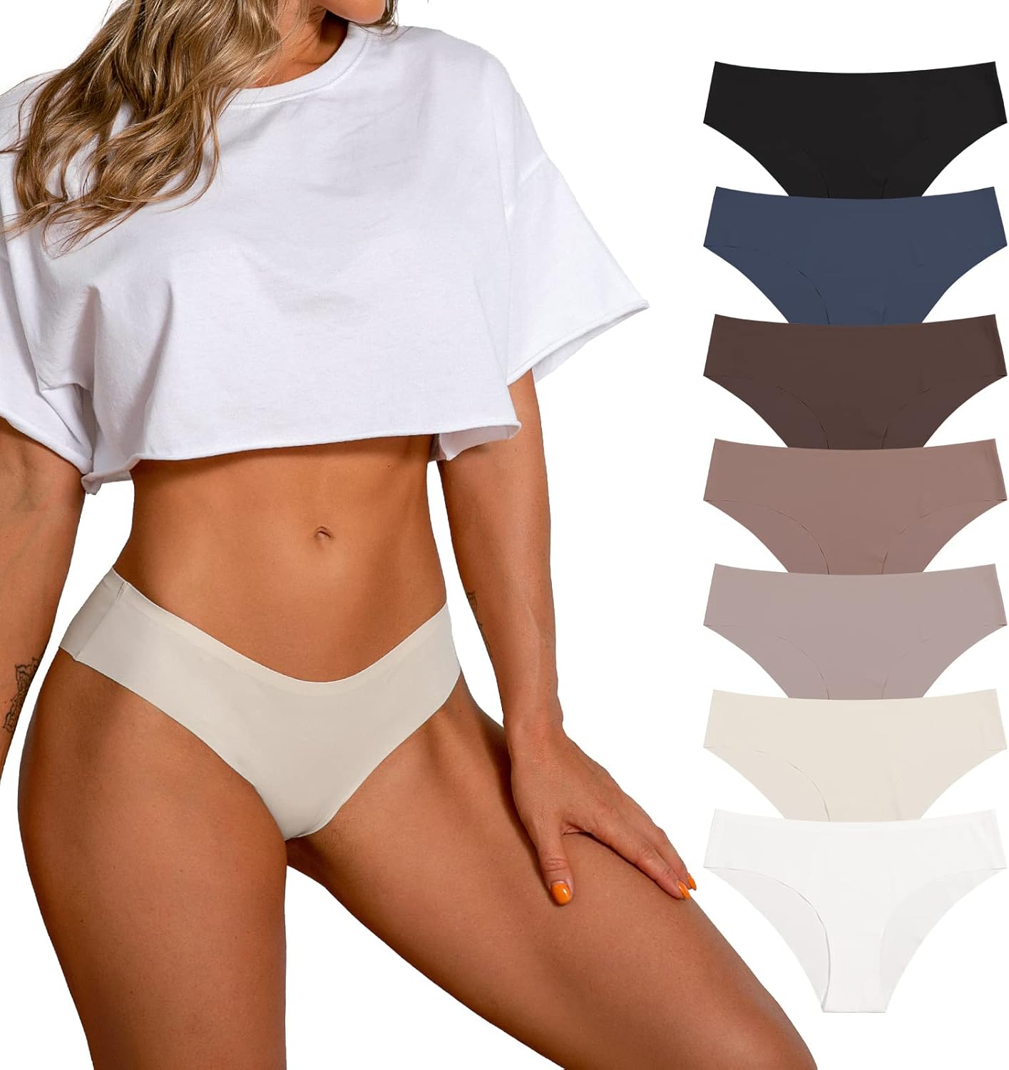 SHARICCA Women Seamless Cheeky Bikini No Show Panties Ladies Invisible Breathabl...