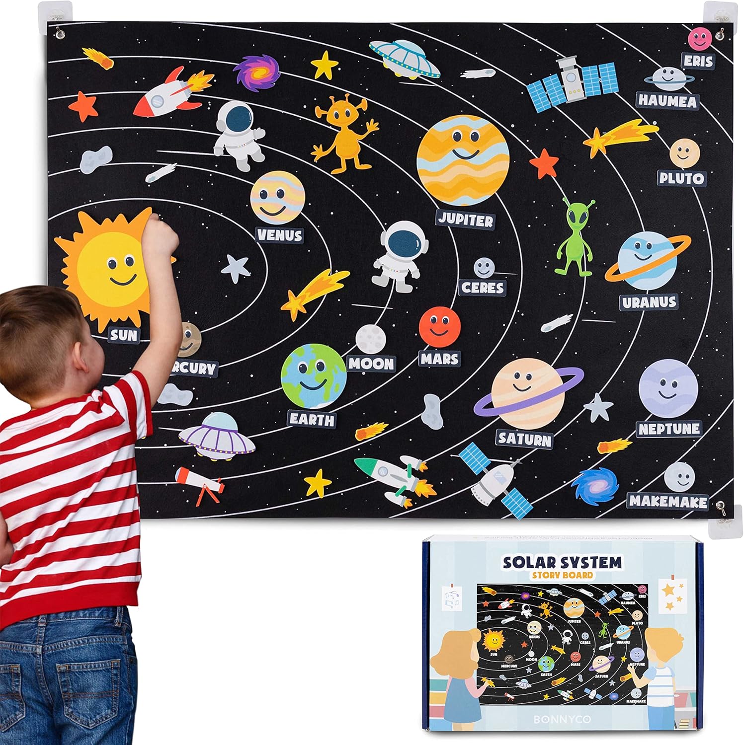 Solar System for Kids Toys with 61 Felt Figures - BONNYCO | Boys Girls Birthday...
