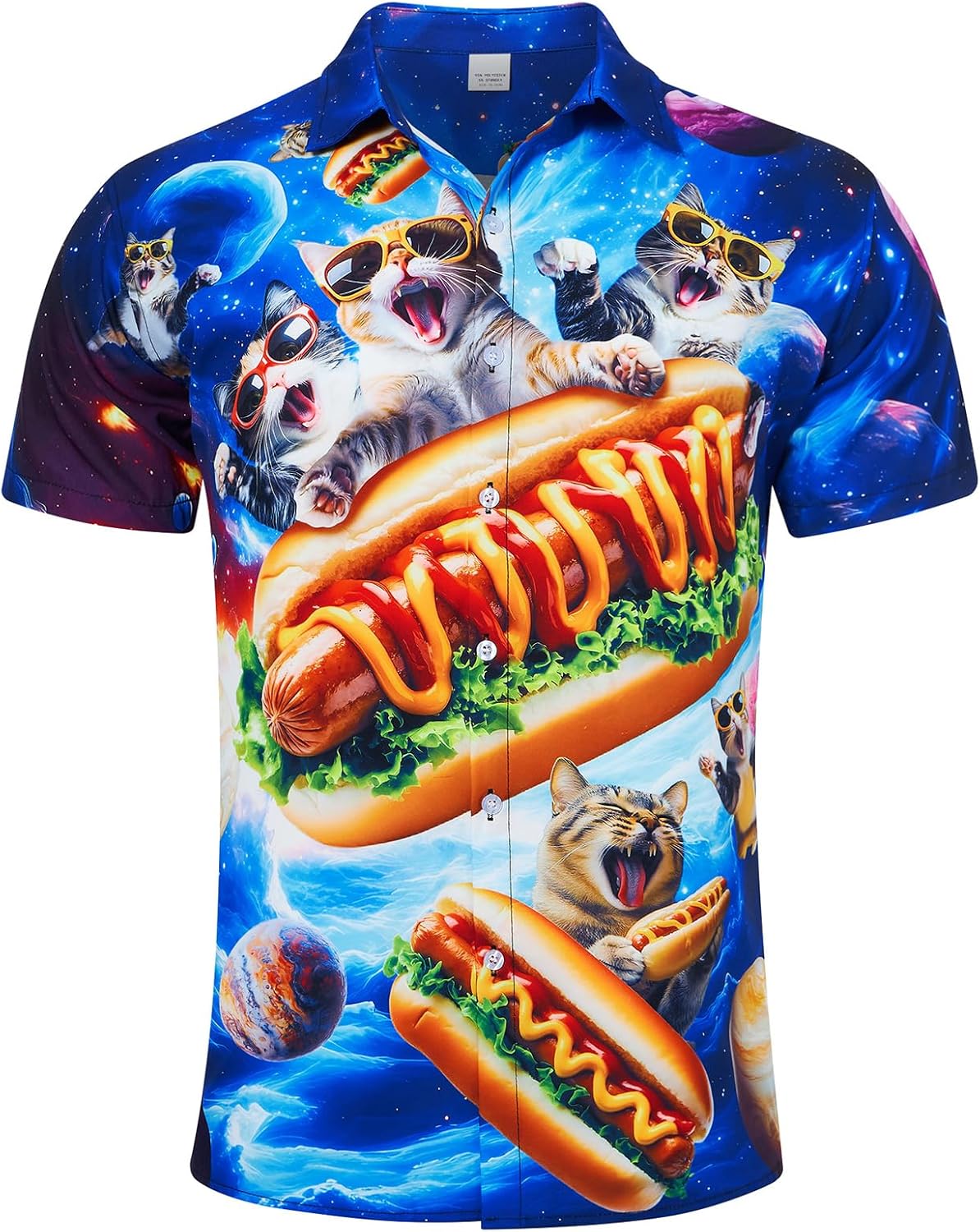 TUONROAD Hawaiian Shirt for Men Funny Cat 3D Printed Beach Shirt Short Sleeve Sh...