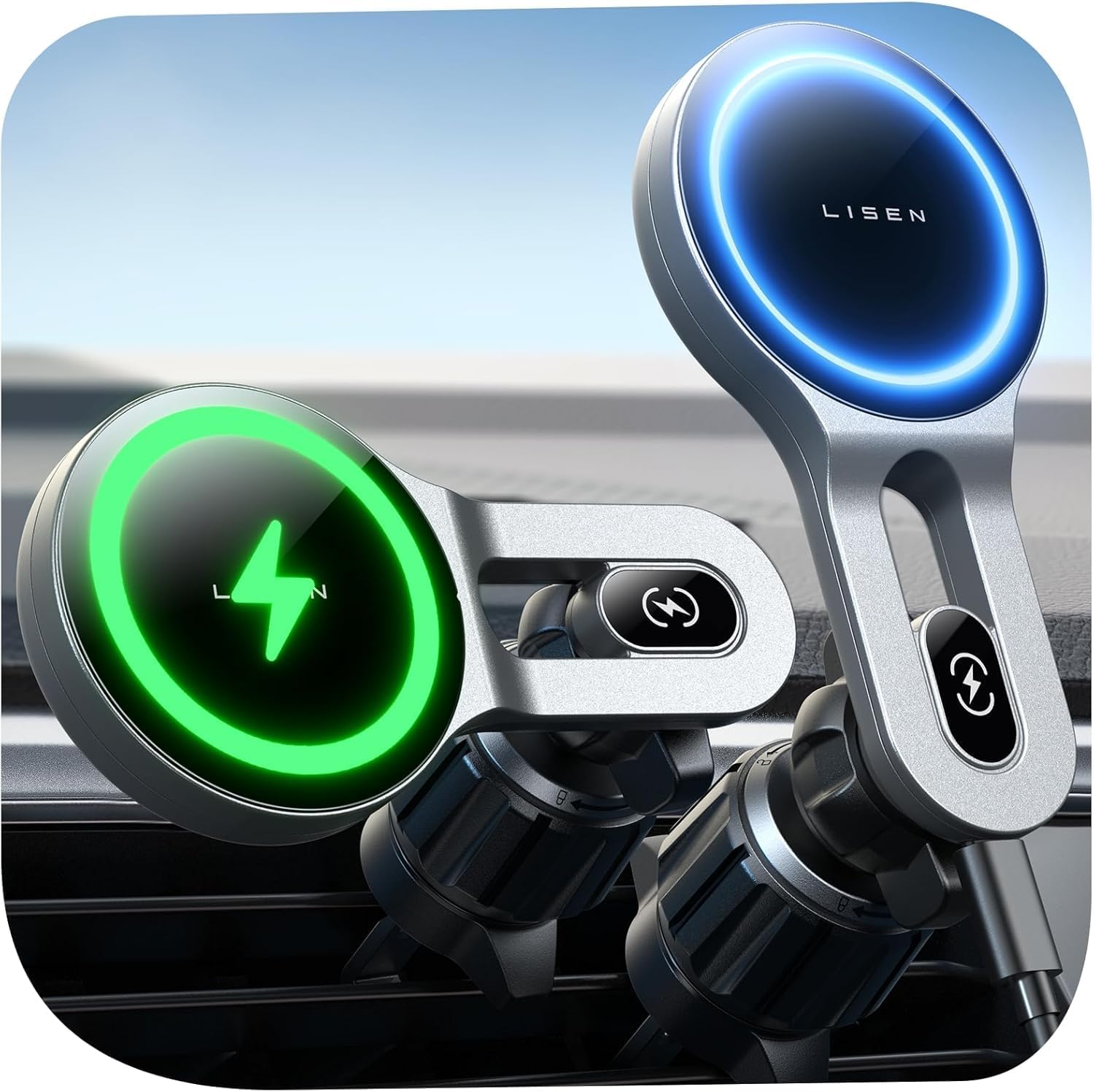 LISEN for MagSafe Car Mount Charger 【15W Fast Charging】 for iPhone Magsafe Cha...