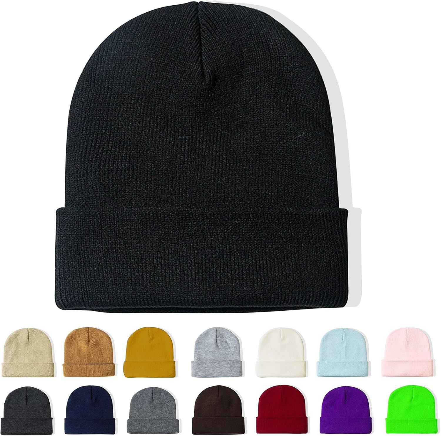 Rosoz Beanie Hats for Men Slouchy Beanies for Men Knitted Caps for Women Soft Wa...