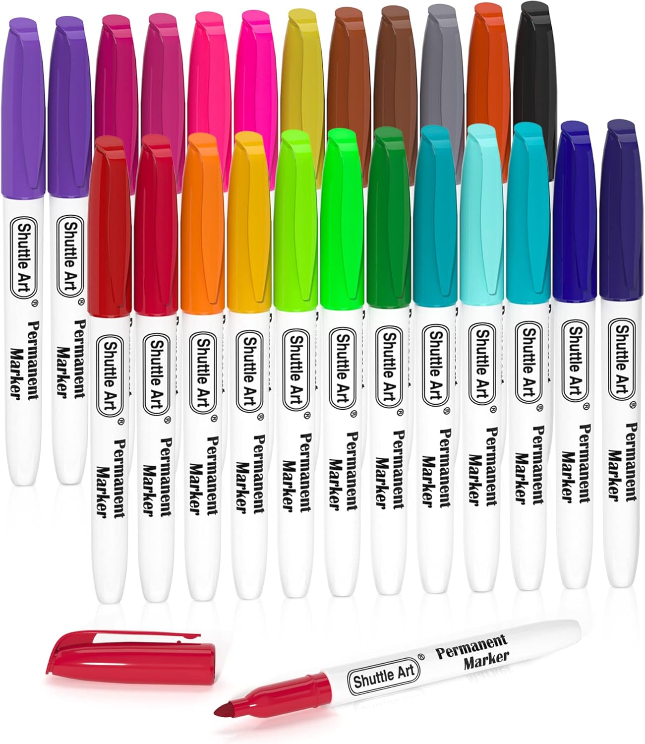 Shuttle Art Permanent Markers, 24 Colors Fine Poin...