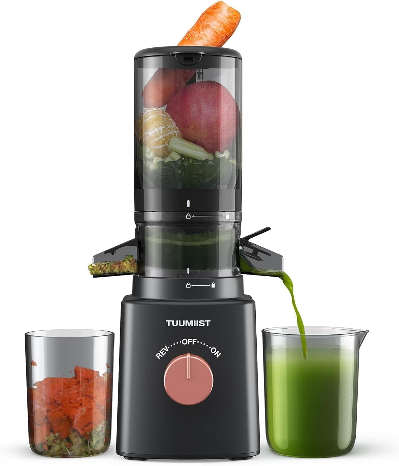 Juicer Machines, TUUMIIST Cold Press Juicer with 4.25'' Large Feed Chute Fit Who...