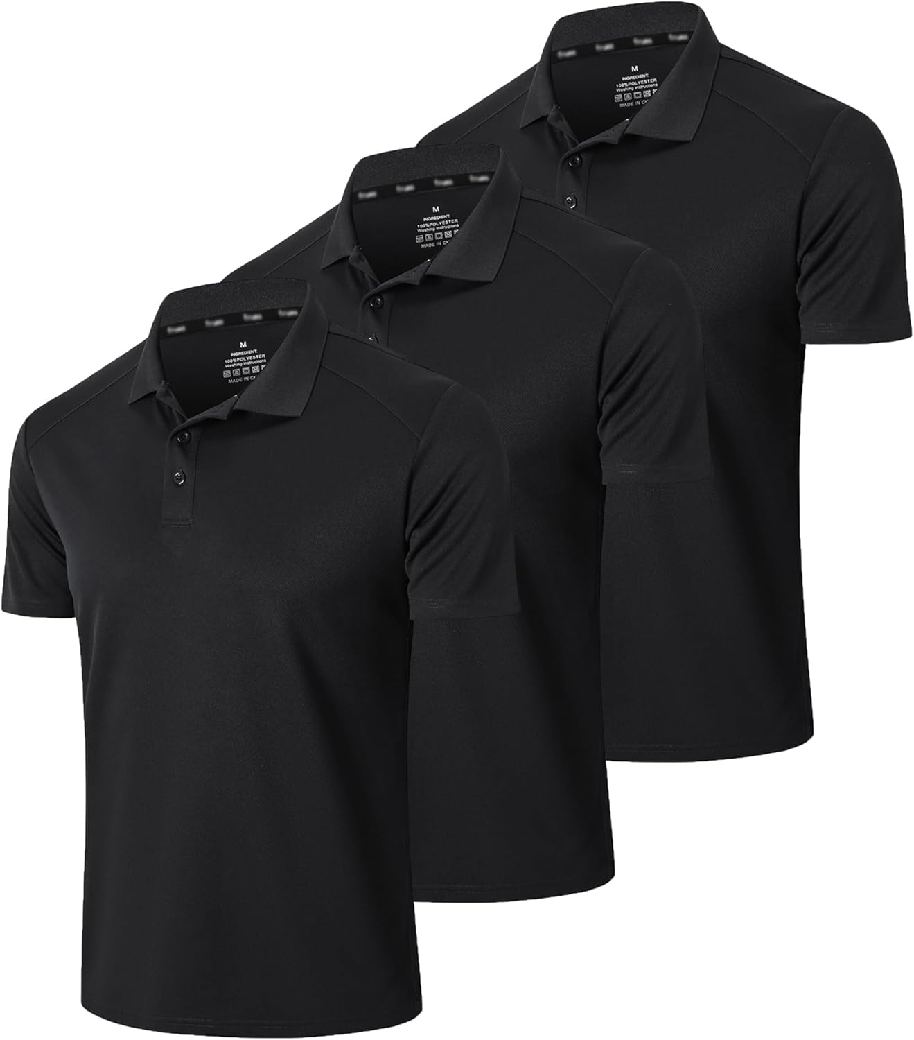 Men’s 3 Pack Polo Shirt Moisture Wicking Quick Dry Performance Athletic Short Sl...