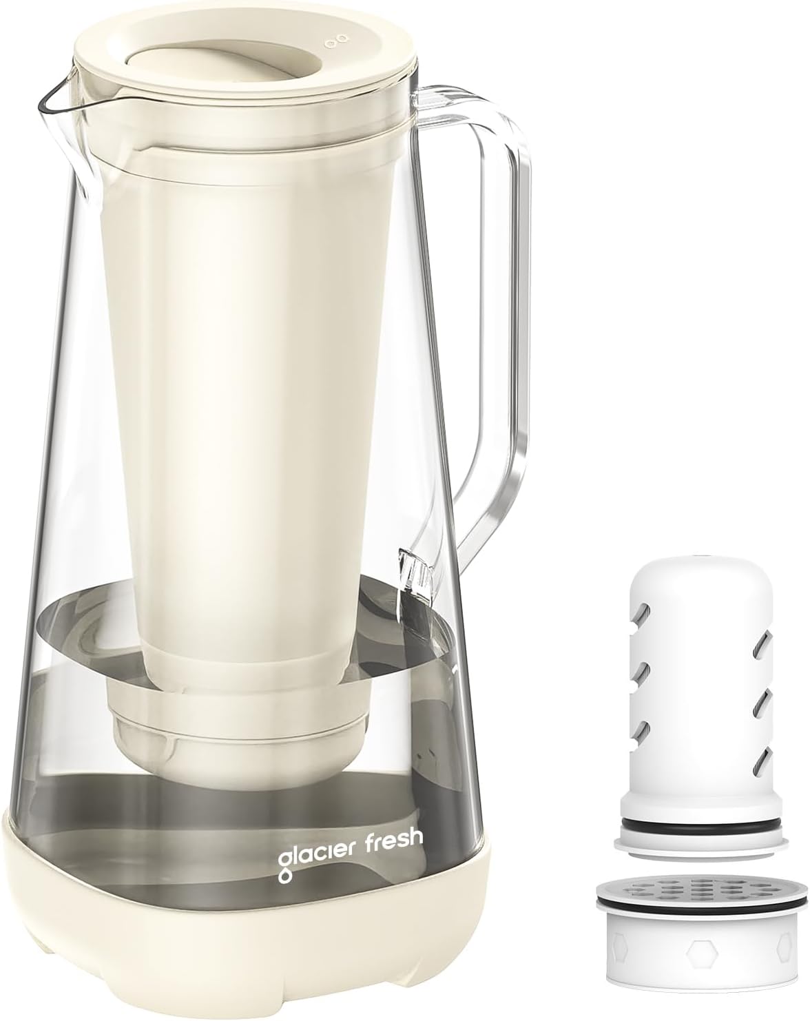 GLACIER FRESH Glass Water Pitcher for Tap and Drinking Water with Membrane and A...