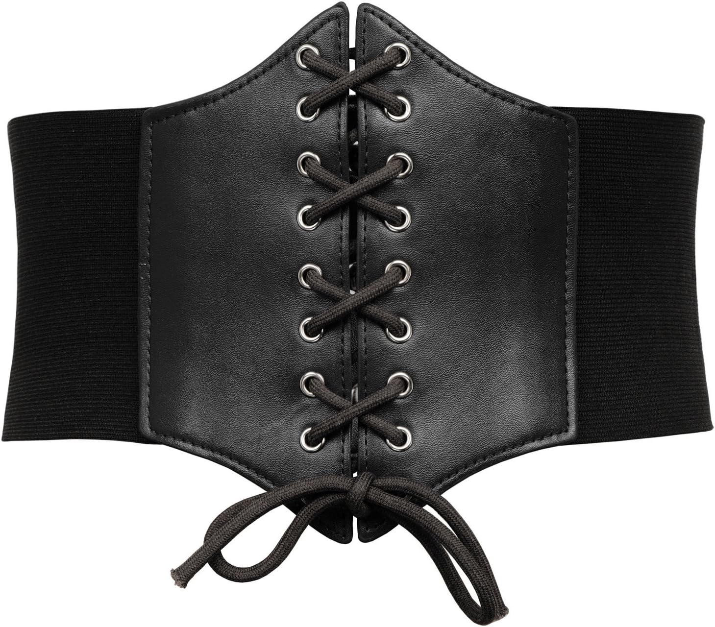 GRACE KARIN Lace-up Cinch Belt Tied Corset Elastic Waist Belt Black Medium