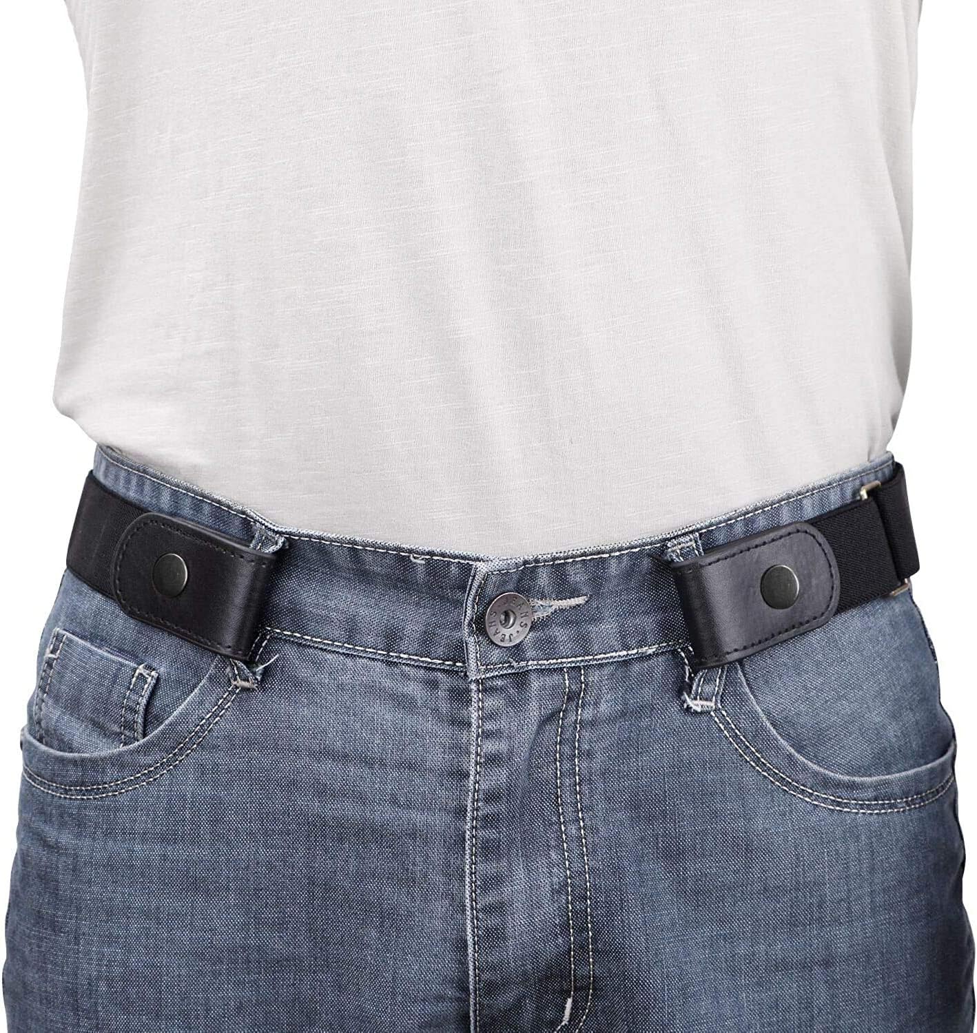 WERFORU No Buckle Belt Buckle Free Belt Men No Show Belt Elasticated Belt Elasti...