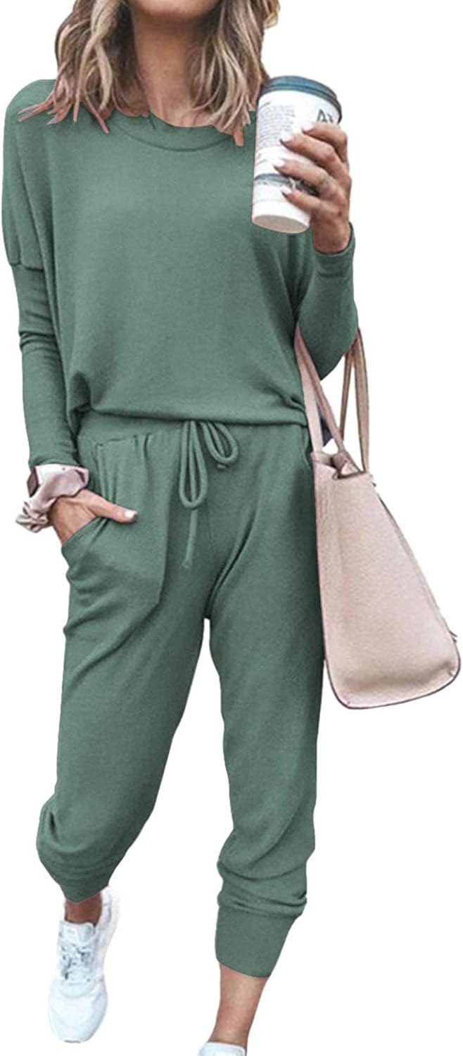 PRETTYGARDEN Women's Fall 2 Piece Lounge Outfit Long Sleeve Crewneck Pullover To...