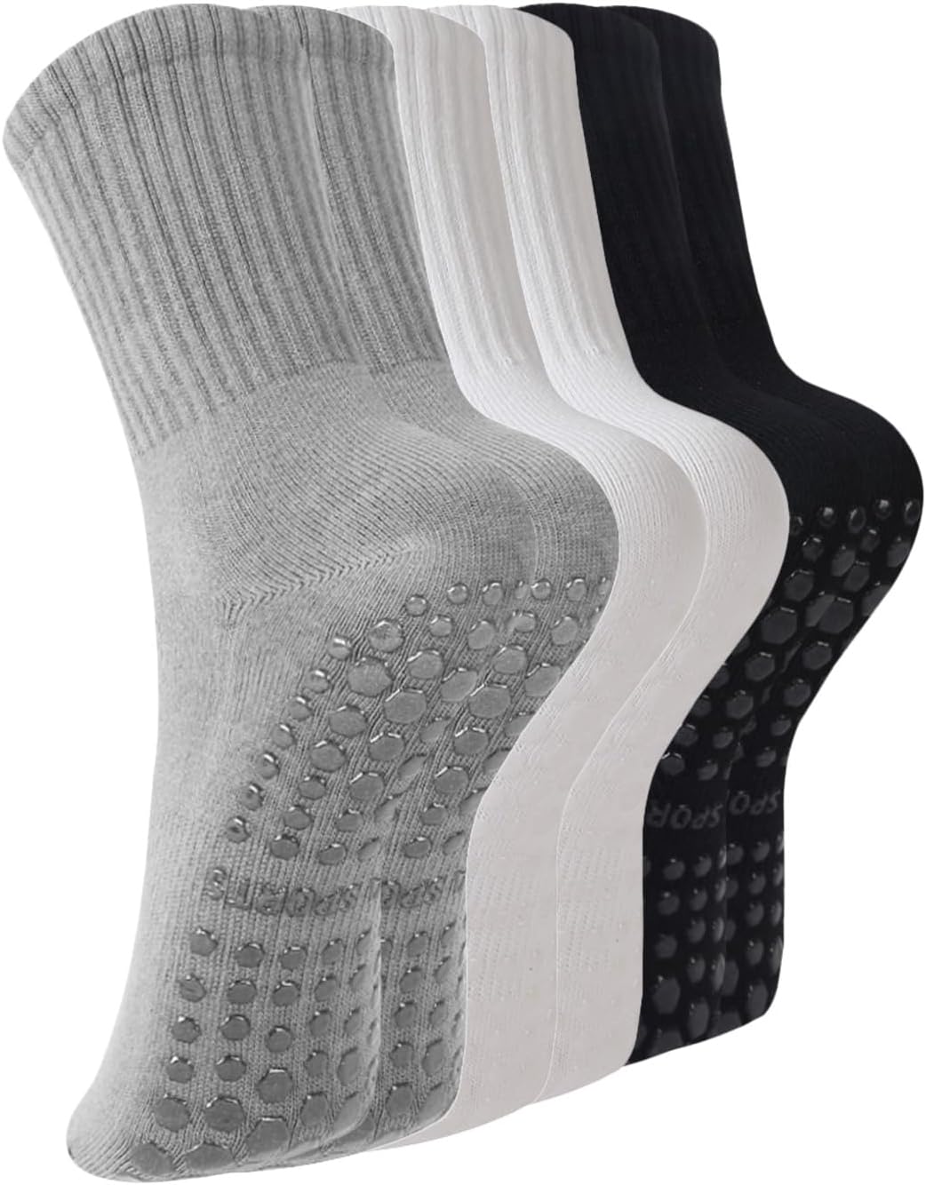 BONANGEL Pilates Socks with Grips for Women Yoga Socks 3 Pairs Womens Ballet Bar...