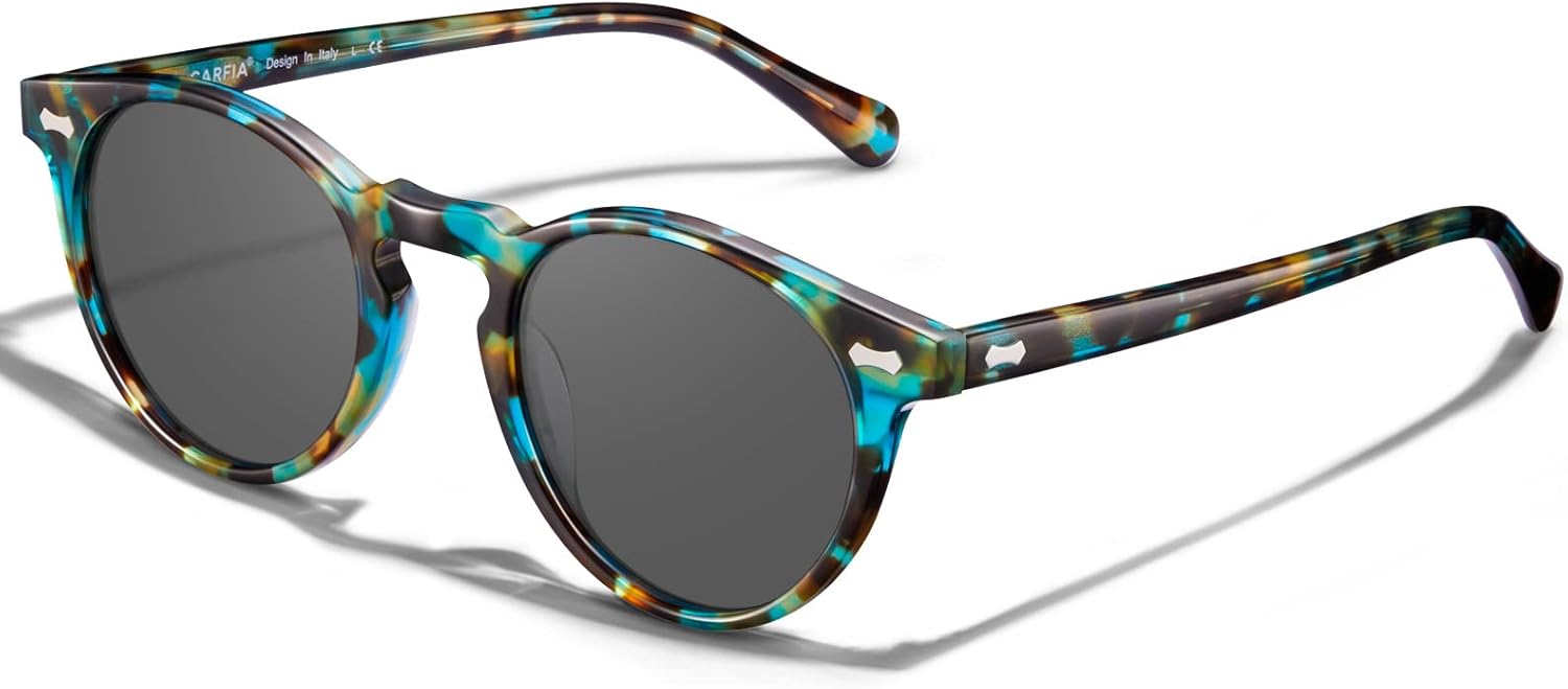CARFIA Polarised Womens Sunglasses Vintage UV400 Protection Acetate Frame A2-flo...