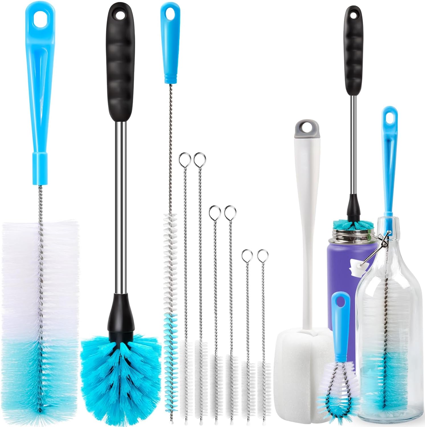 Holikme Bottle Brush Tube Cleaning Set with Long Handle, Cup Cleaner for Washing...