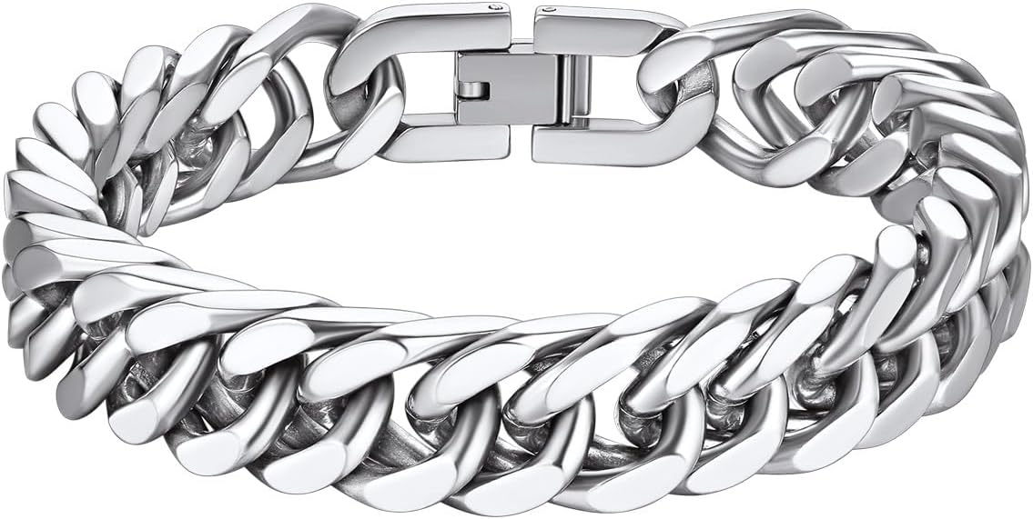 Richsteel Bracelets for Men Cuban Link Chain Bracelets Gift for Friends Stainles...