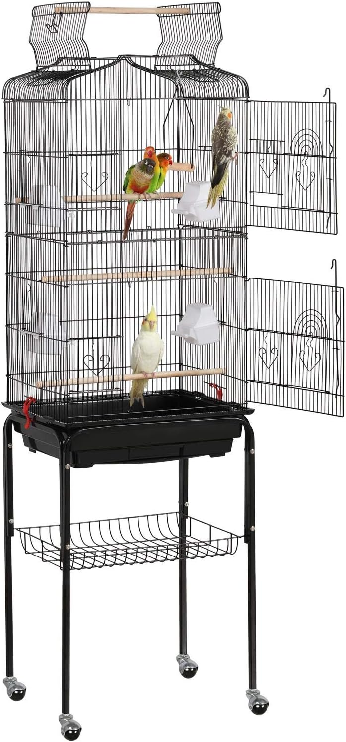 Yaheetech 64-inch Play Open Top Medium Small Bird Cage with Detachable Rolling S...