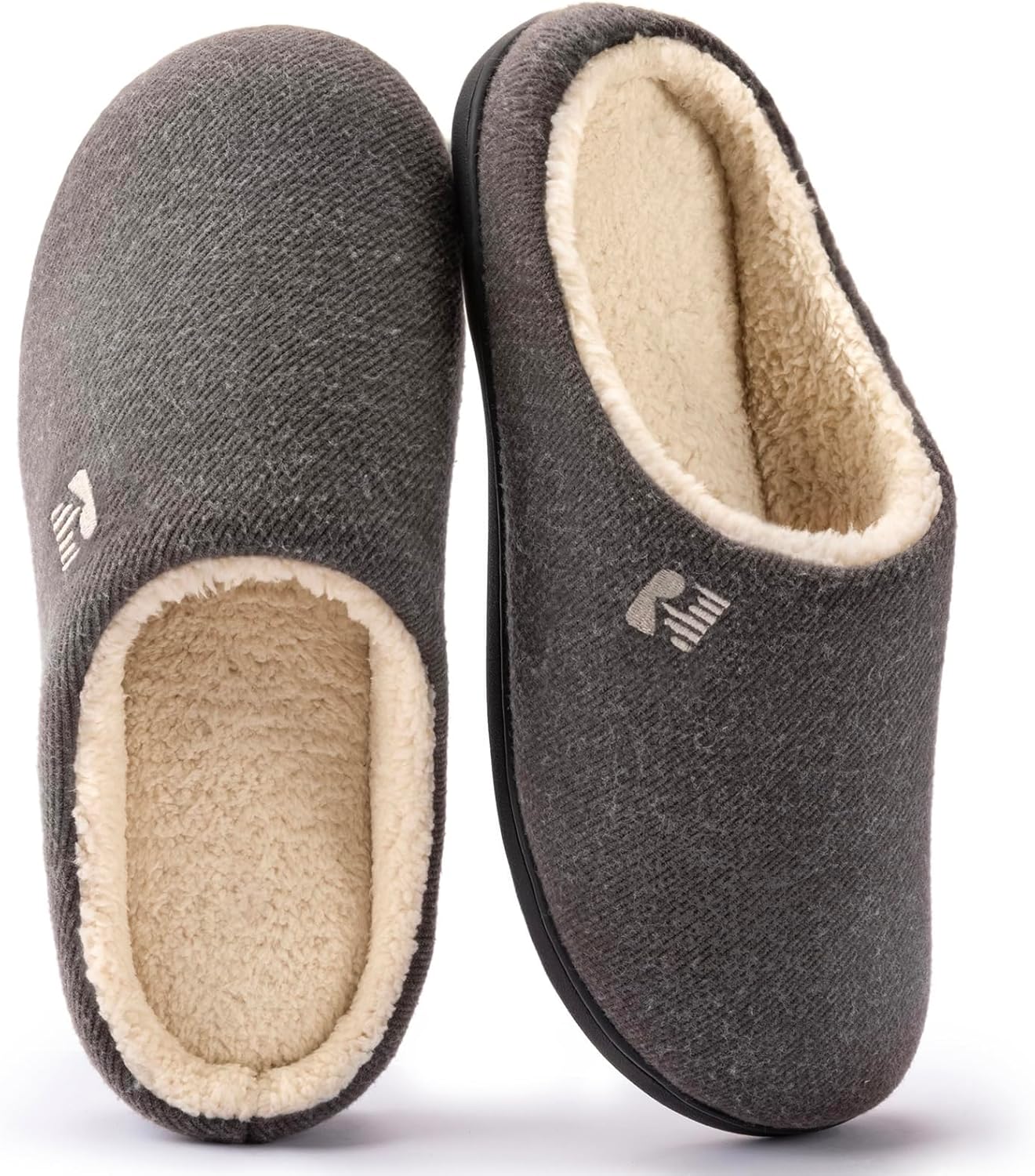 RockDove Men's Sherpa Lined Memory Foam Clog Slipper 8/9 UK Dove Gray