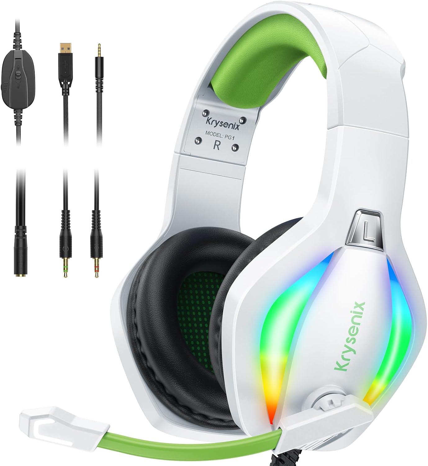 Krysenix PG1 Gaming Headset for PS4/PS5/PC/Nintendo Switch/Xbox One, USB Headset...