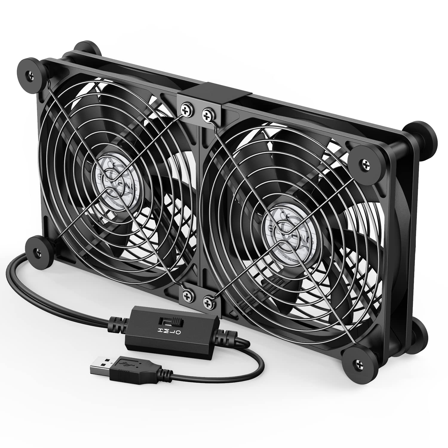 ELUTENG Computer Fan USB 120mm Dual Row 2 in 1 with 3 Adjustable Speed USB PC Fa...