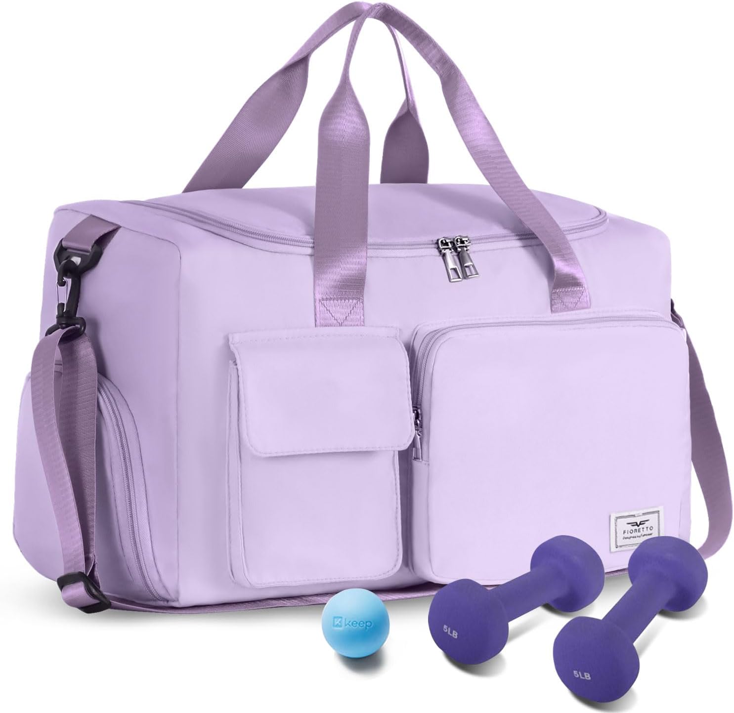 FIORETTO Women's Gym Duffle Bag with Shoes Compartment, 37L Capacity, Ideal for...
