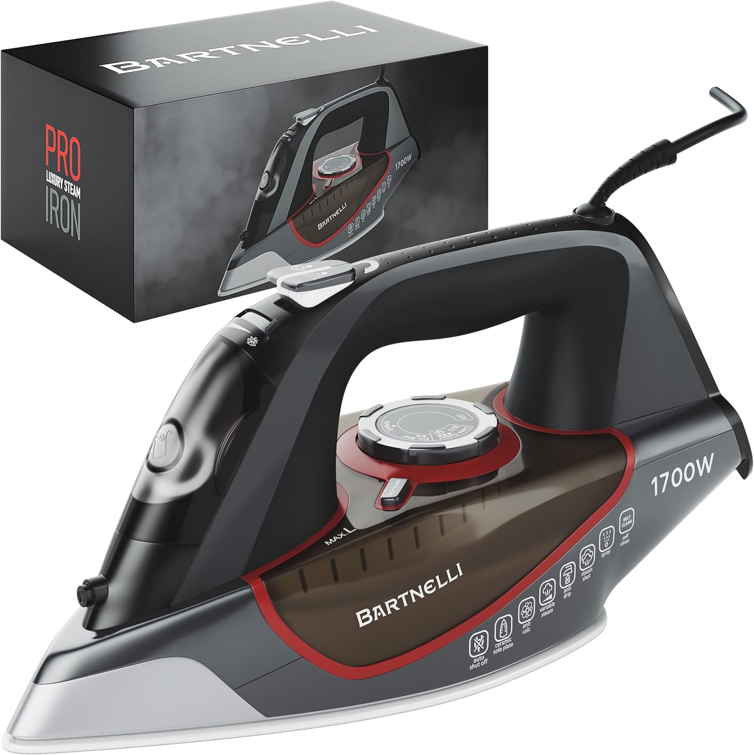 Bartnelli Pro Luxury Steam Iron for Clothes | New Powerful Steam Technology | No...