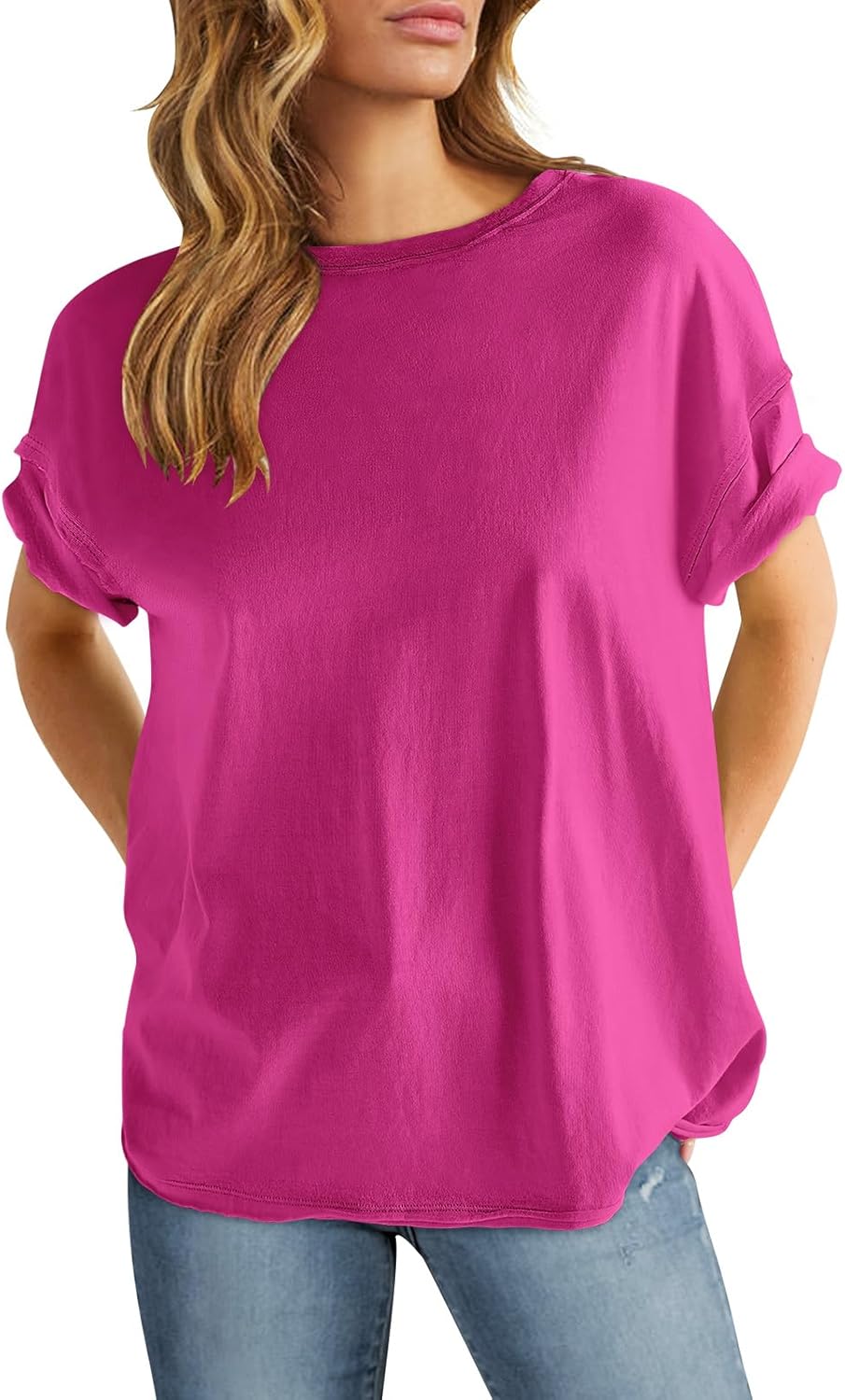 ANRABESS Womens Tops Oversized T Shirts Loose Fit Short Sleeve Crewneck Summer C...