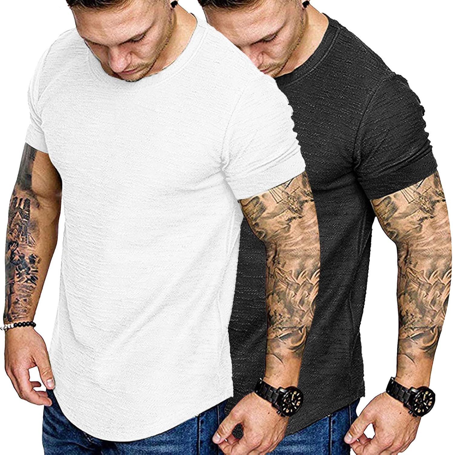 COOFANDY Men Muscle Workout T Shirt Gym Bodybuilding Active Short Sleeve Tee Top...