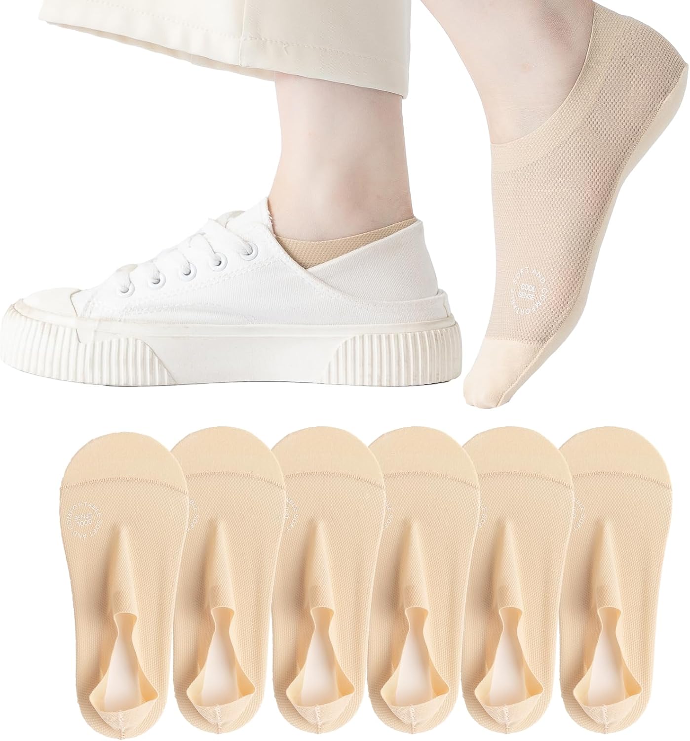 Ultra Thin Liner Socks Non Slip Nylon No Show Socks Womens Lightweight Breathabl...