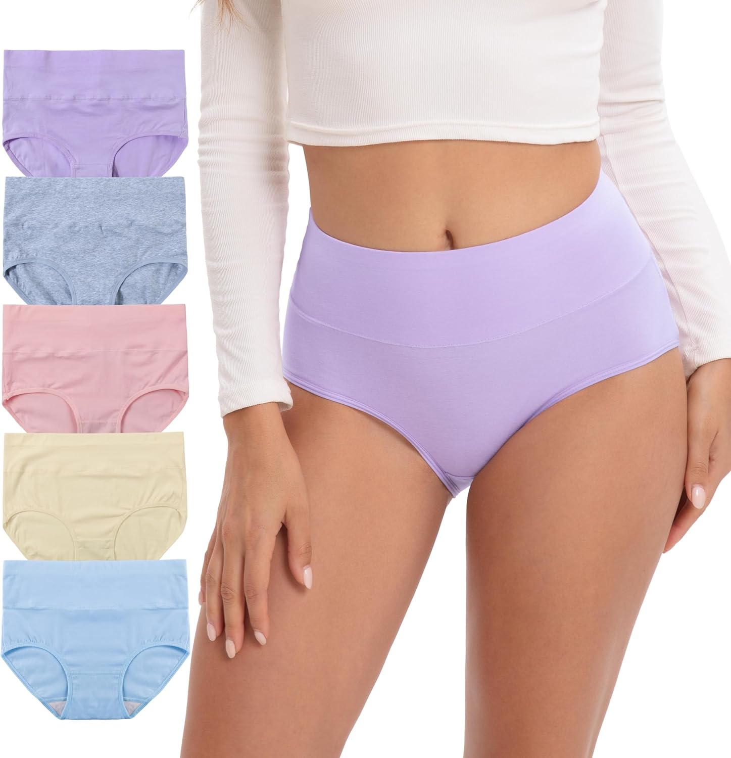INNERSY Underwear for Women High Waisted Knickers Stretchy Cotton Panties Ladies...