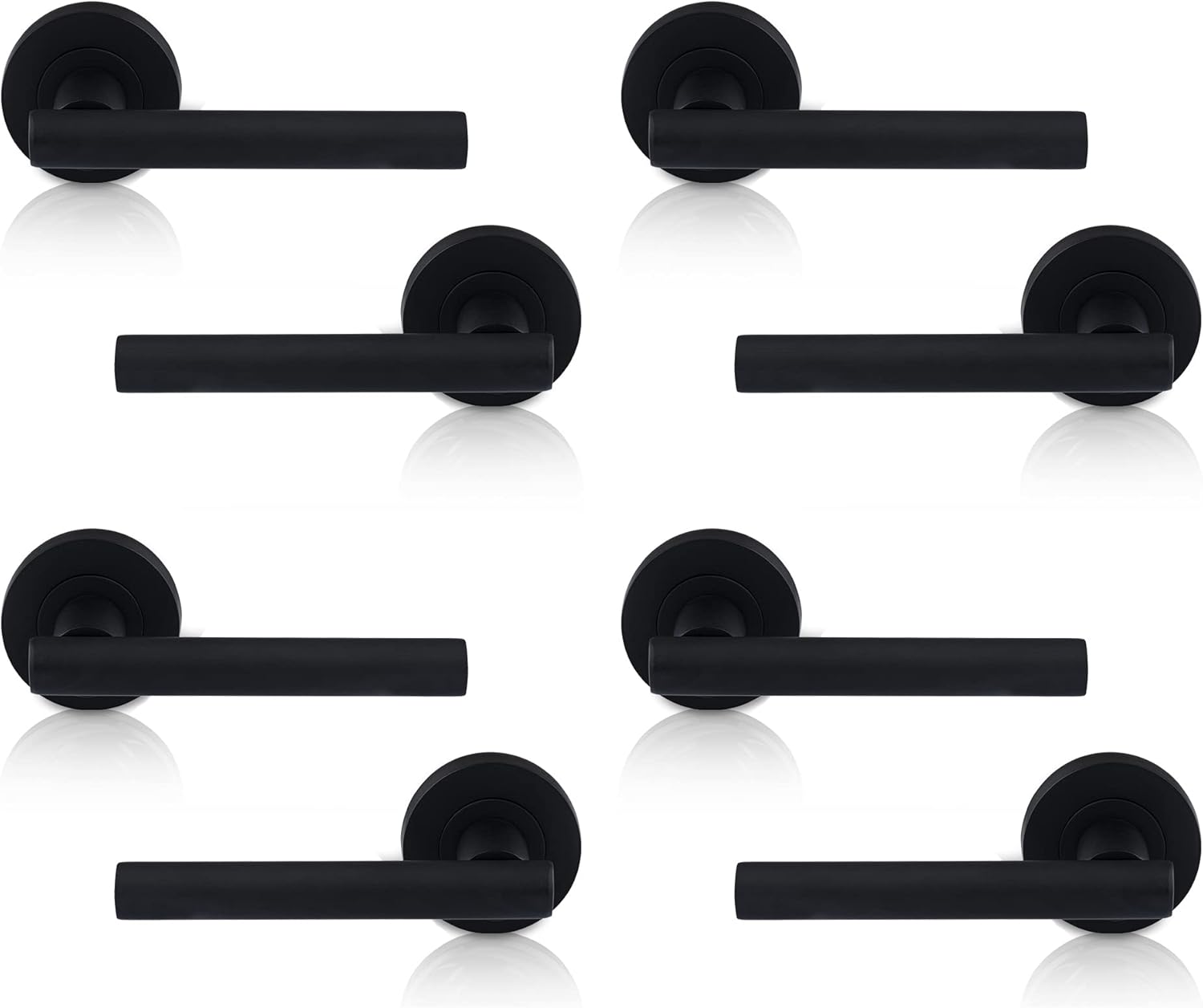 XFORT 4 Pack Matt Black Liberty Lever On Rose Door Handles, T-bar Lever Latch Ro...