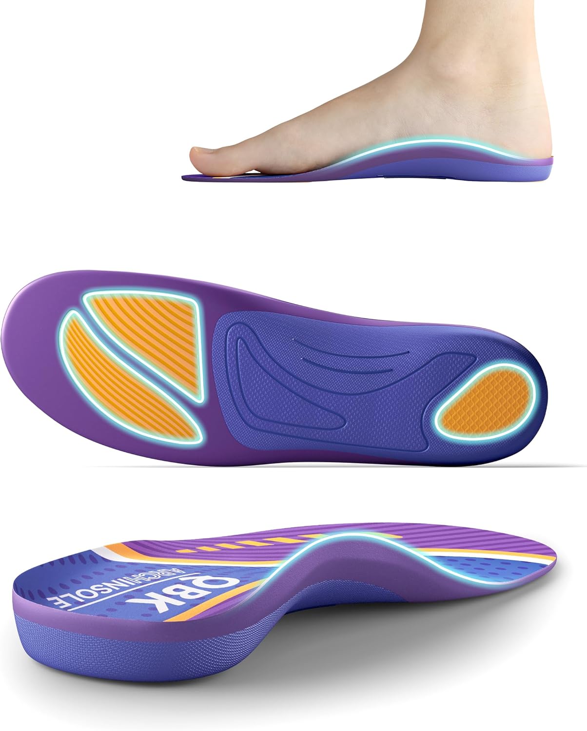 Achilles Tendonitis Insoles, QBK Cushioned Insoles Solving Heel Pain, Heel Spur,...