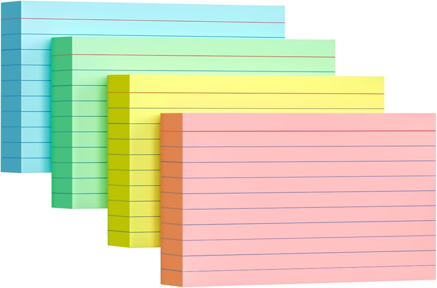 Colored Index Cards 3x5, 200 Pack, Ruled Index Cards, Flash Cards for Studying,...