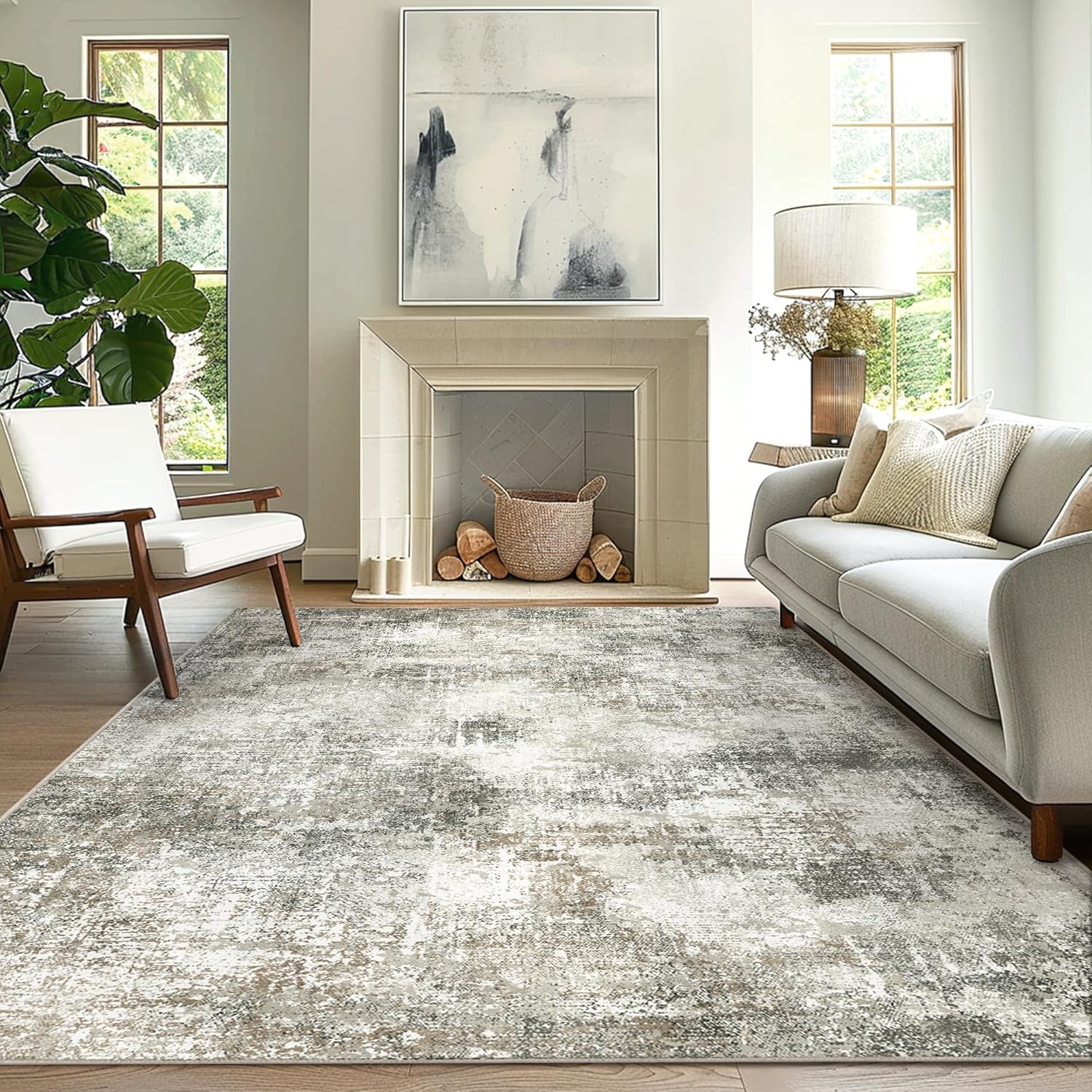 GENIMO Washable Area Rugs for Living Room Bedroom, 5x7 Modern Abstract Non Slip...