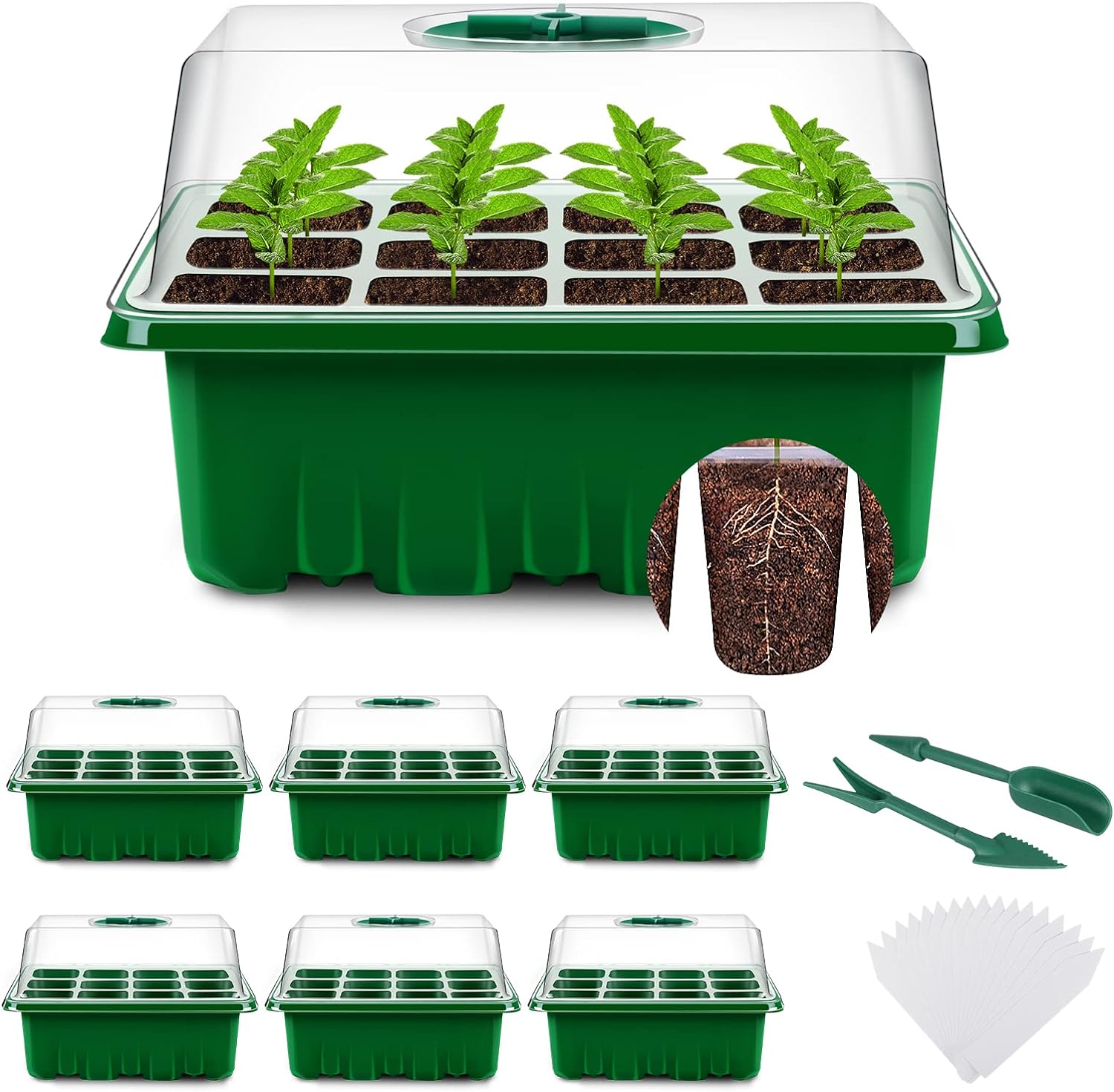 YAUNGEL Seed Trays, 6 Pack 72 Cells Propagator Growing Thicken Seedling Starter...