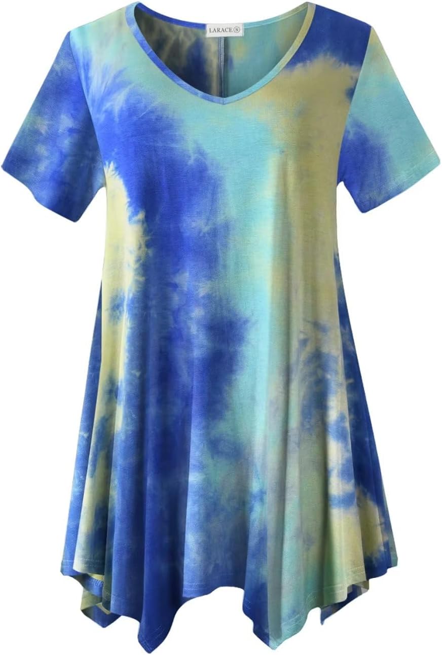LARACE Plus Size Tops for Womens Summer Clothes Short Sleeve Shirts Casual V Nec...