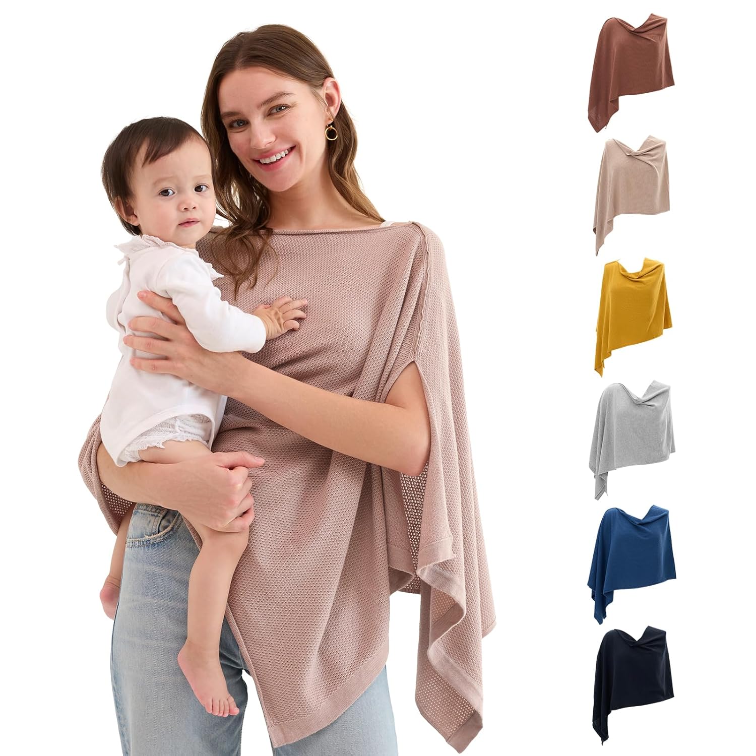 Momcozy Nursing Cover for Breastfeeding, Breathable Soft Privacy Poncho, Multi-U...