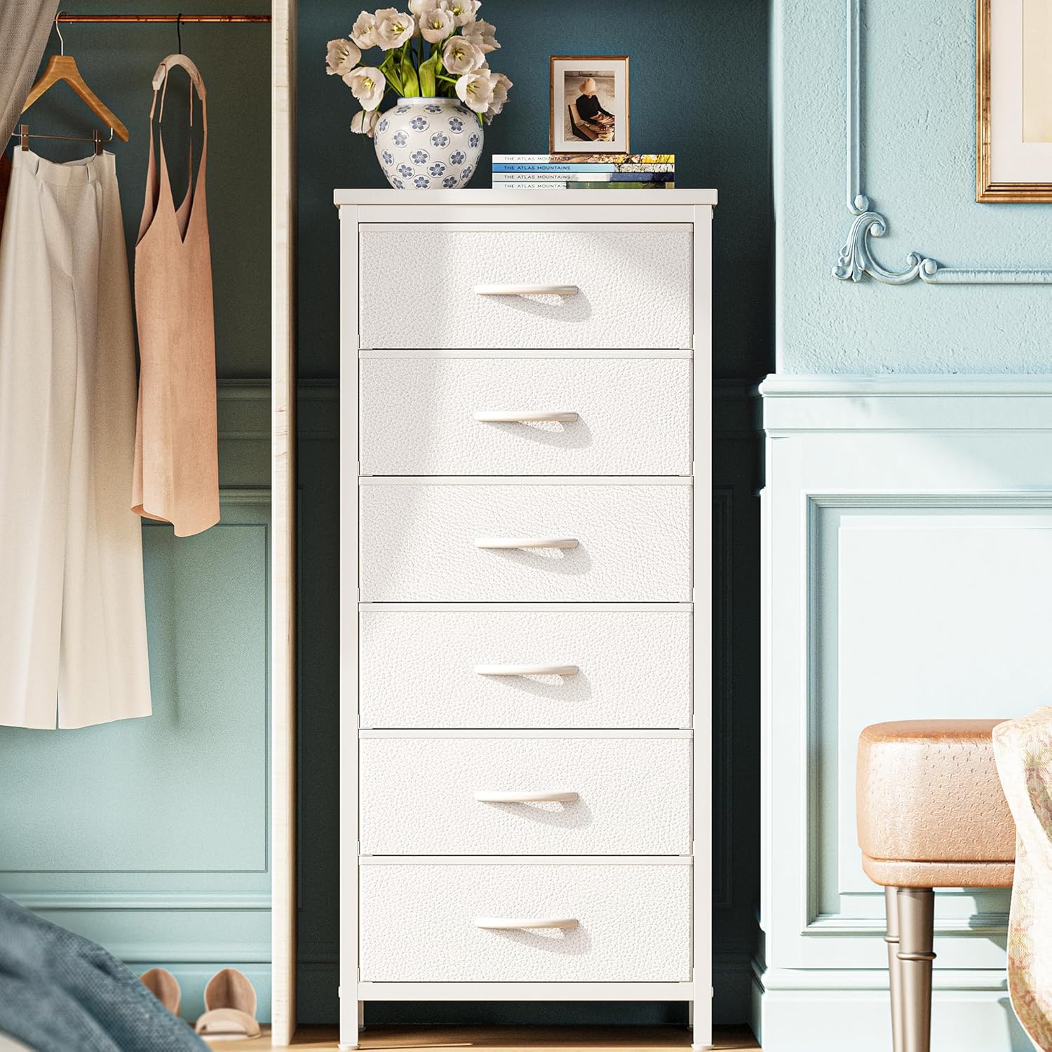 Huuger Tall Dresser for Bedroom, 6 Drawer Dresser & Chests of Drawers, Fabric Dr...