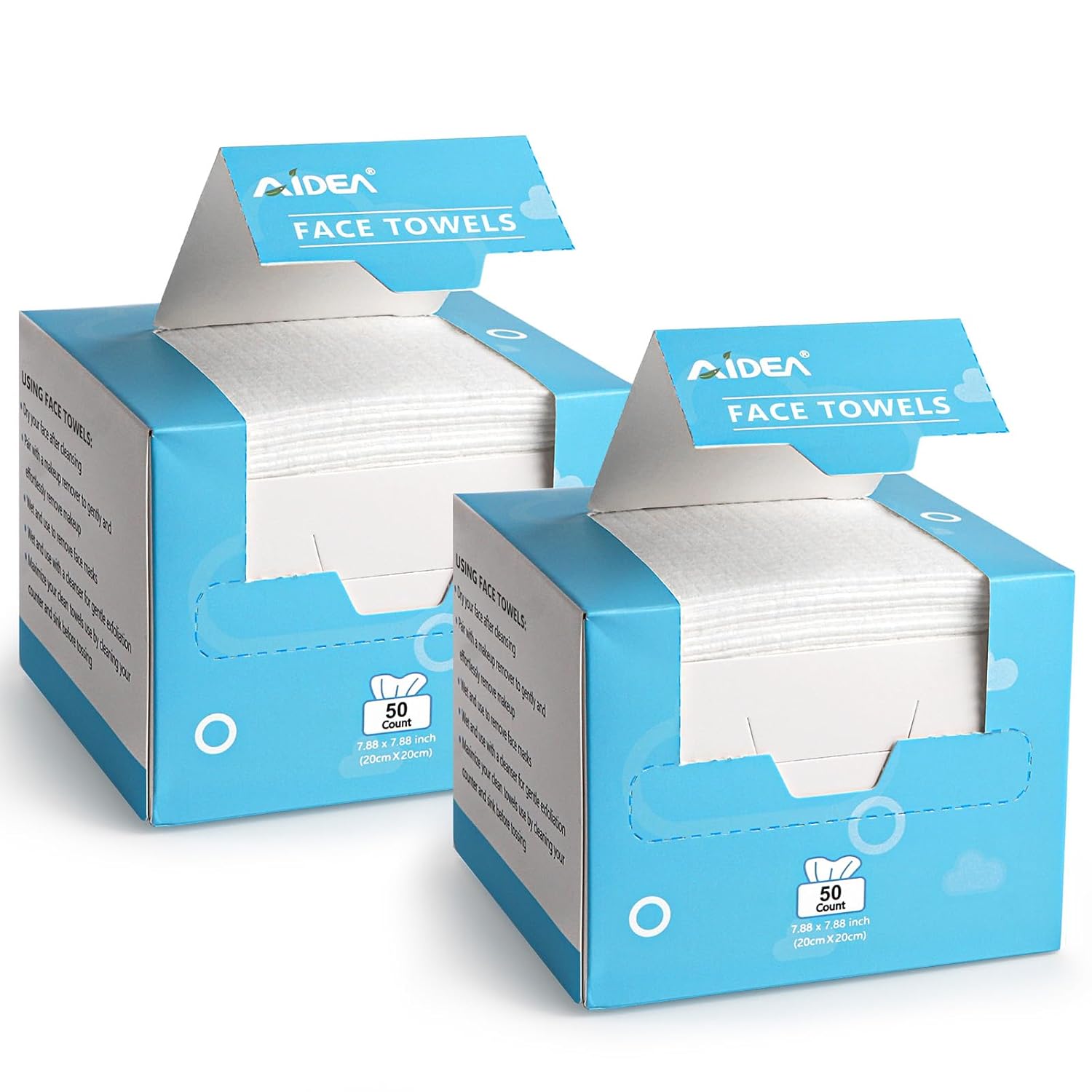 AIDEA Face Towels Disposable-100Ct (2 Box), Clean Facial Towels Face Cloths, Fac...