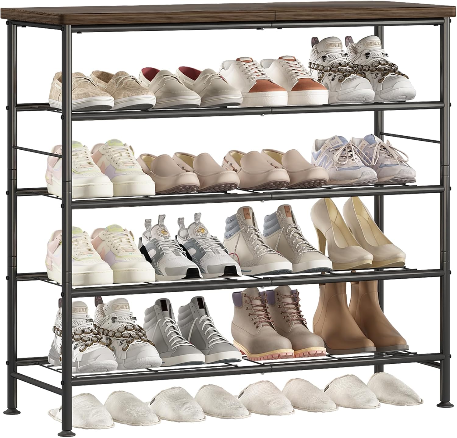 Shoe Rack Organizer 5 Tier for Closet Entryway Free Standing Metal Storage Shoe...