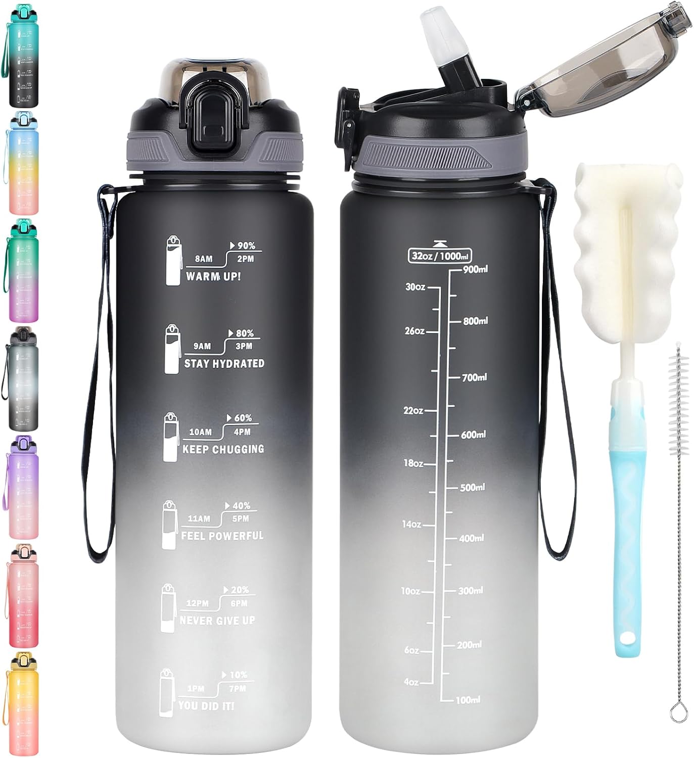 CodiCile 1L Water Bottle with Straw,Water Bottle Dishwasher Safe,Leak-proof Spor...