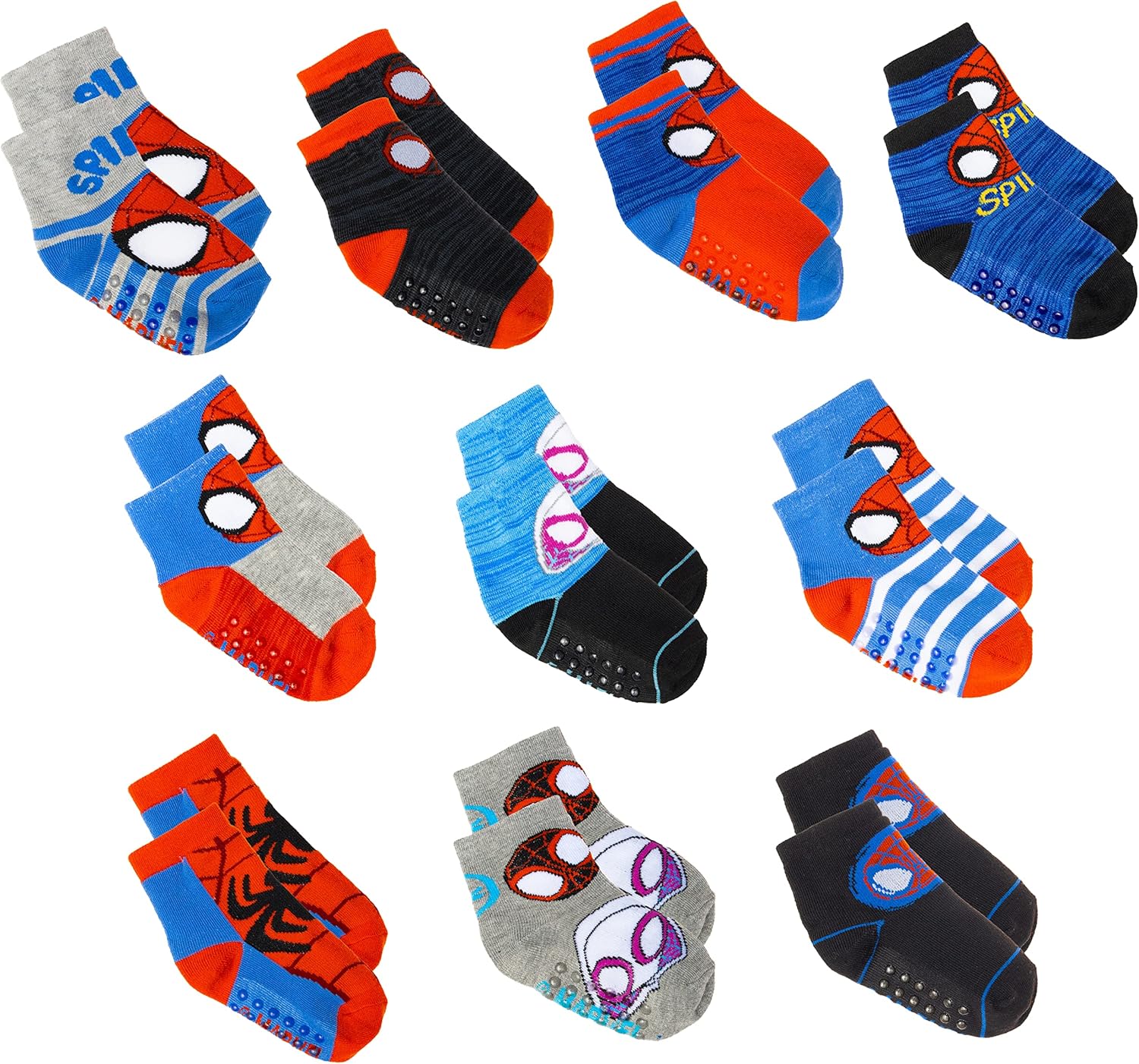 Spiderman Grip Socks, Socks for Toddler Boys, 10 Pack, Spider man Toddler Grippe...