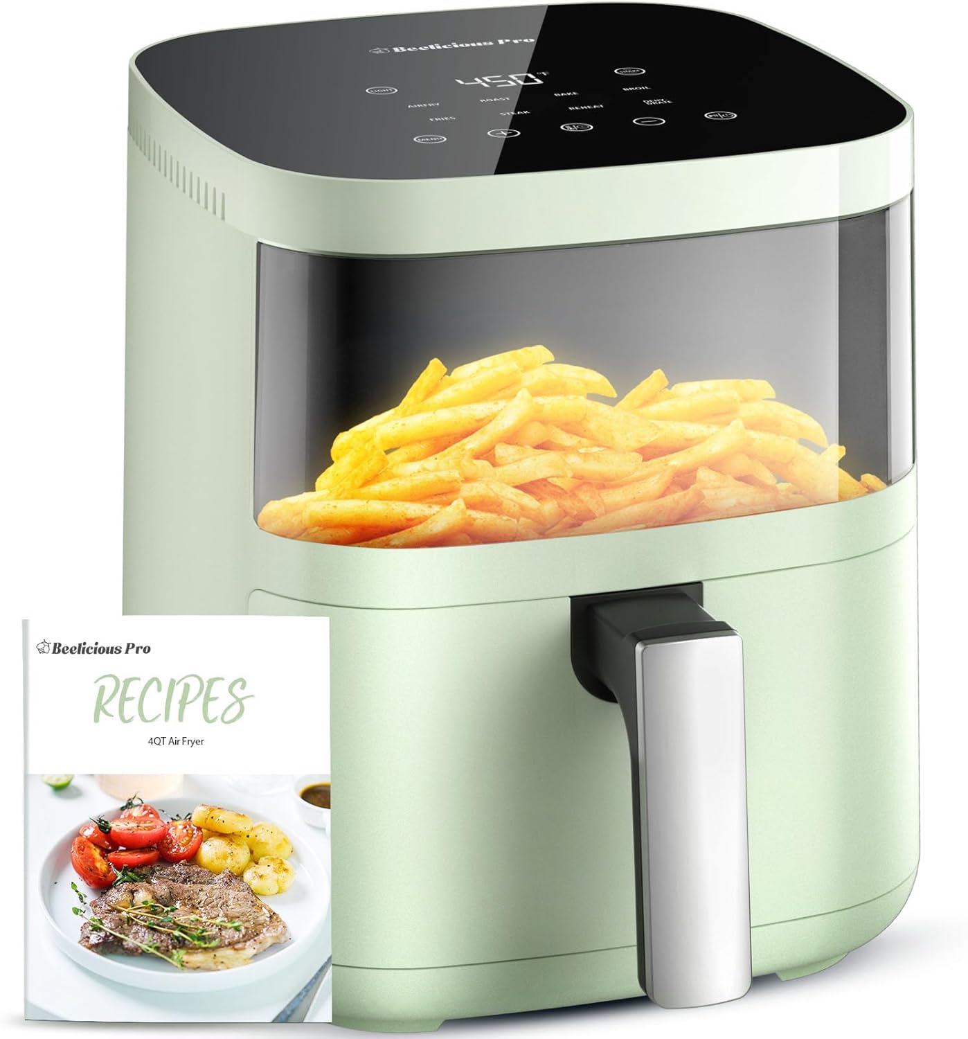 Air Fryer, Beelicious 8-in-1 Smart Compact 4QT Air Fryers, with Viewing Window,...