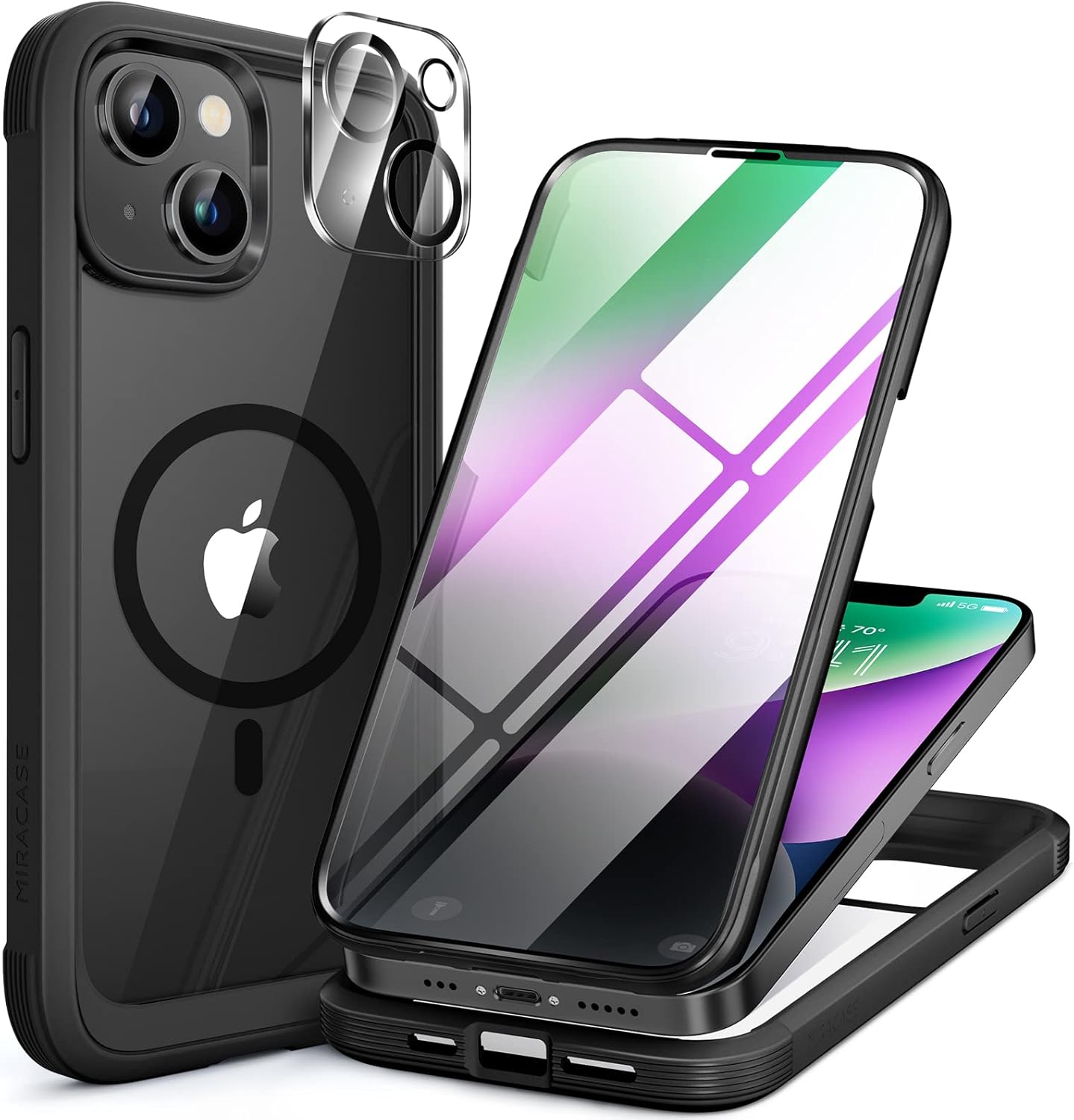 Miracase for iPhone 14 Case 6.1'', [Bubble Free] Full-Body Bumper Phone case wit...