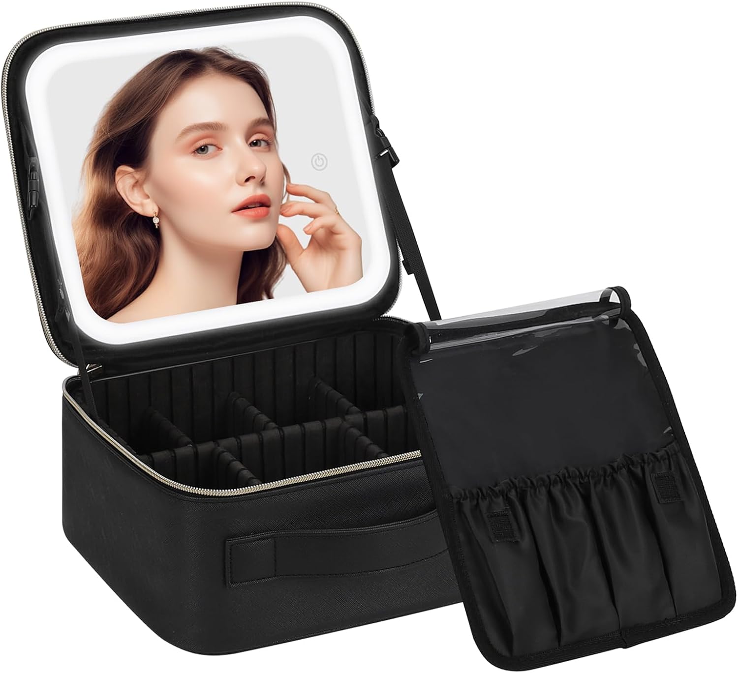 Chomeiu Makeup Bag with LED Mirror, Travel Makeup Case for Women and Makeup Arti...