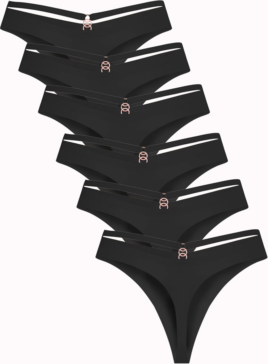 Women's Underwear Seamless Thongs 6 Pack No Show Thong Breathable Invisibles Hol...