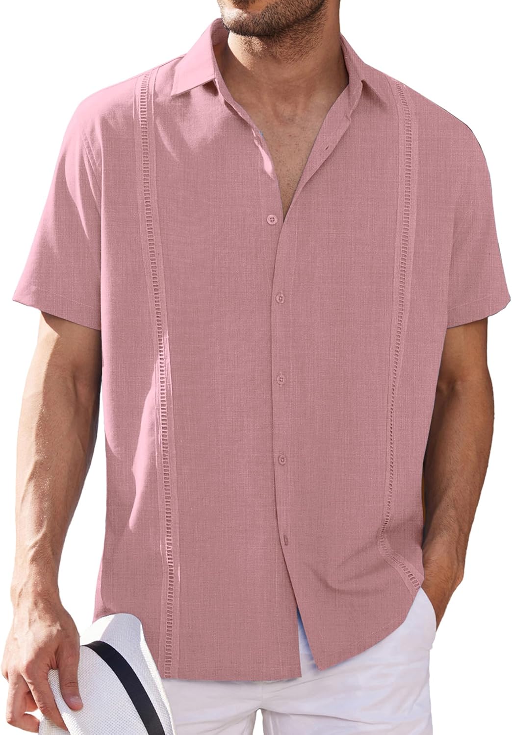 COOFANDY Mens Short Sleeve Cuban Guayabera Shirt Casual Summer Beach Button Down...
