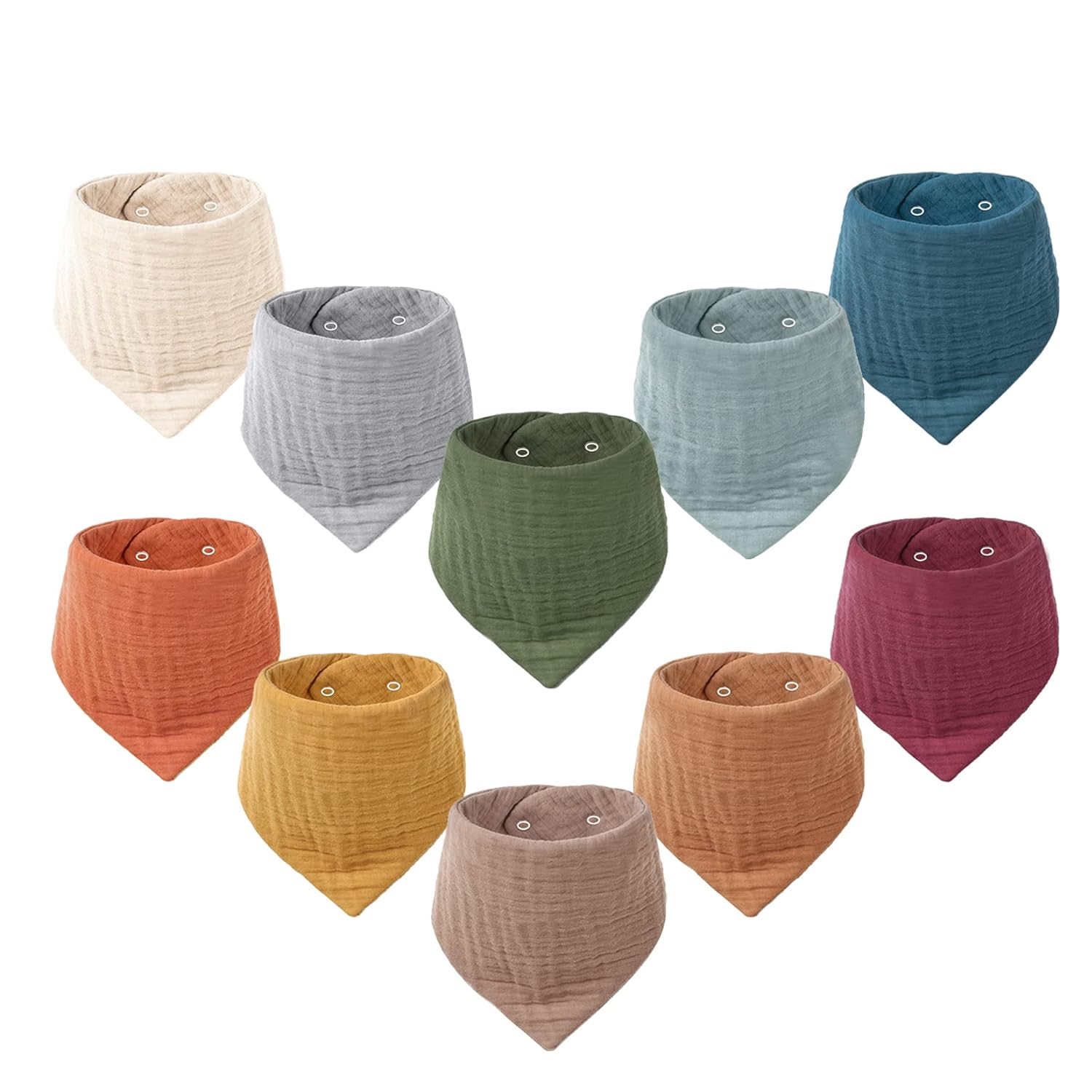 Konssy Muslin Baby Bibs 10 Pack Baby Bandana Drool Bibs 100% Cotton for Unisex B...