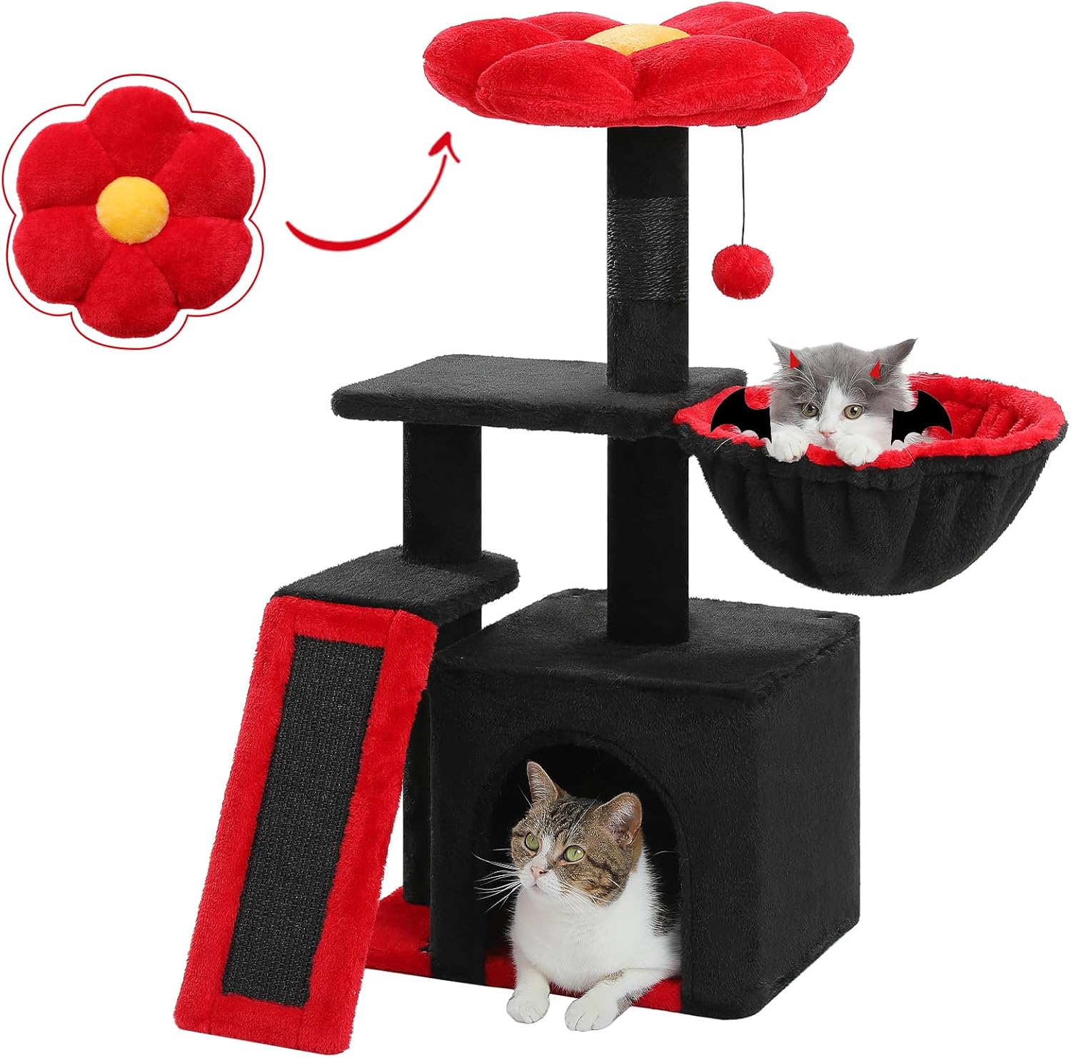 PETEPELA Gothic Cat Tree for Indoor Cats, 31.5'' Small Flower Cat Tower Cat Cond...