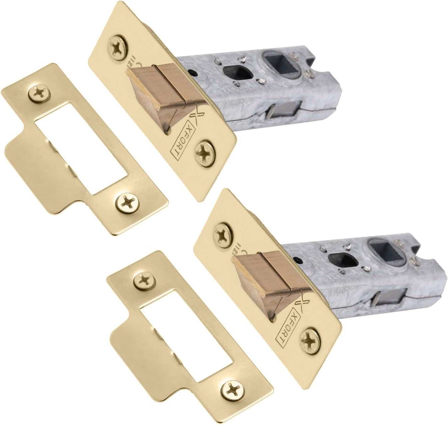 XFORT Tubular Latch, Polished Brass, Tubular Door Latch for Internal Wooden Door...