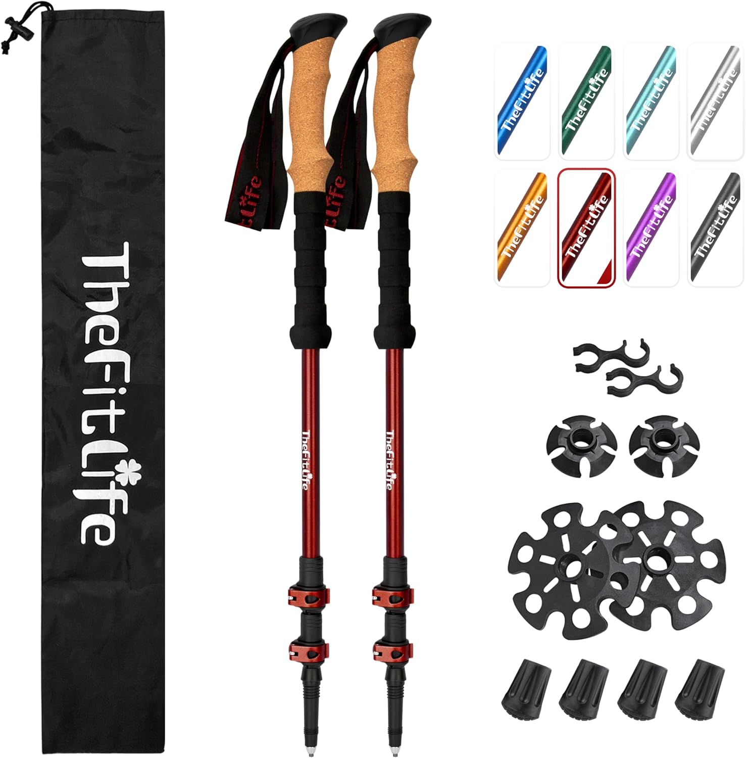 TheFitLife Trekking Poles for Hiking and Walking - Lightweight 7075 Aluminum wit...