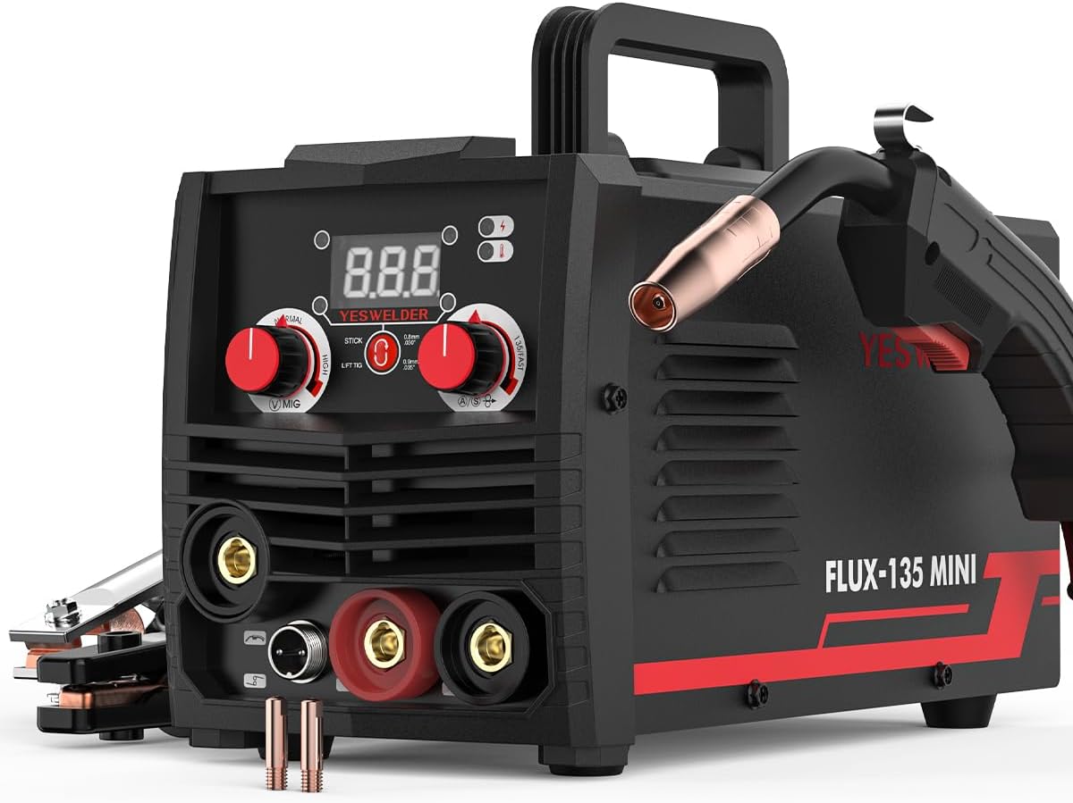 YESWELDER FLUX-135 MINI 135Amp MIG Welder,110V Flux Core Gasless Welder, Flux MI...