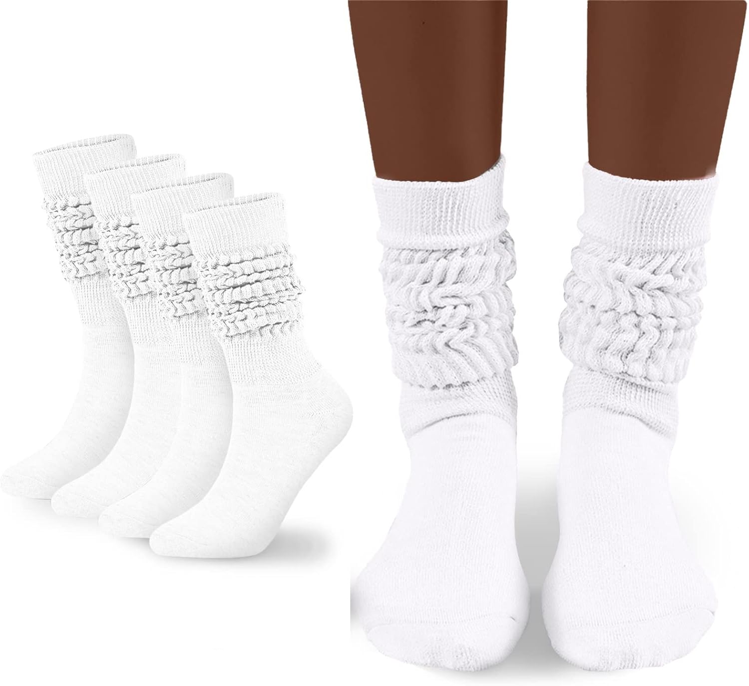 Flydo Womens Slouch Sock Scrunch Socks Soft Long Boot Socks for Women Stacked Hi...