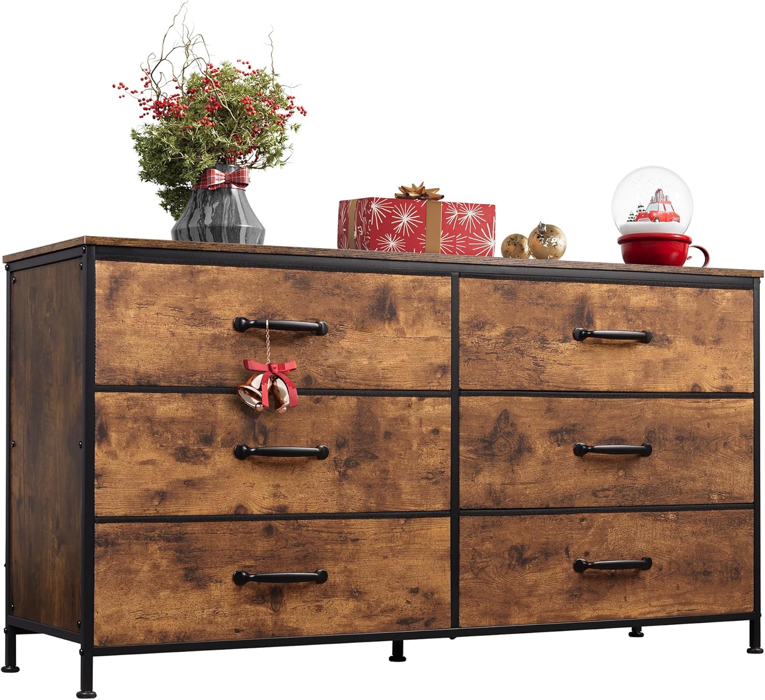 WLIVE Wide Fabric Dresser, 6 Drawer Dresser TV Sta...